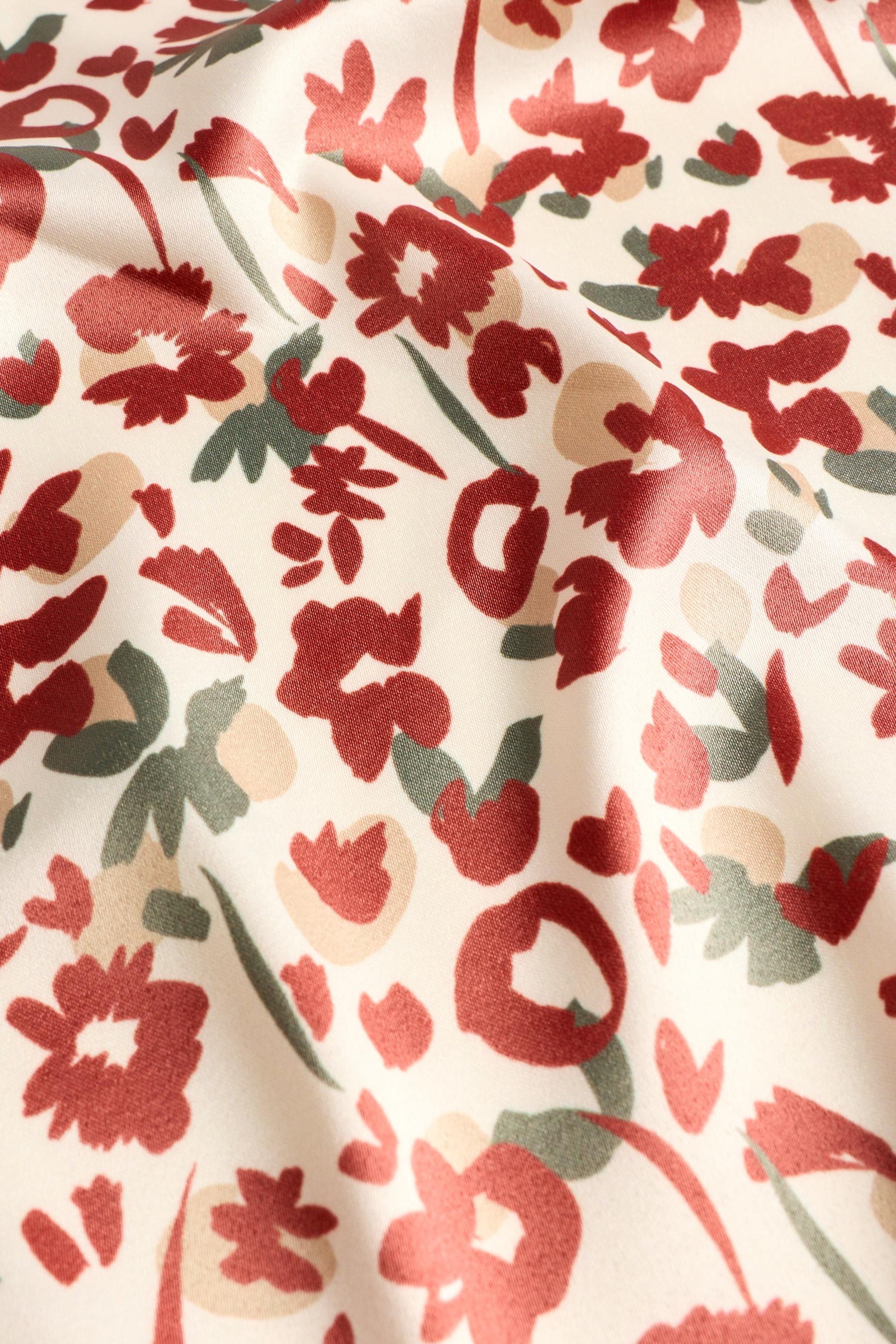 Satin floral scarf — BROWN
