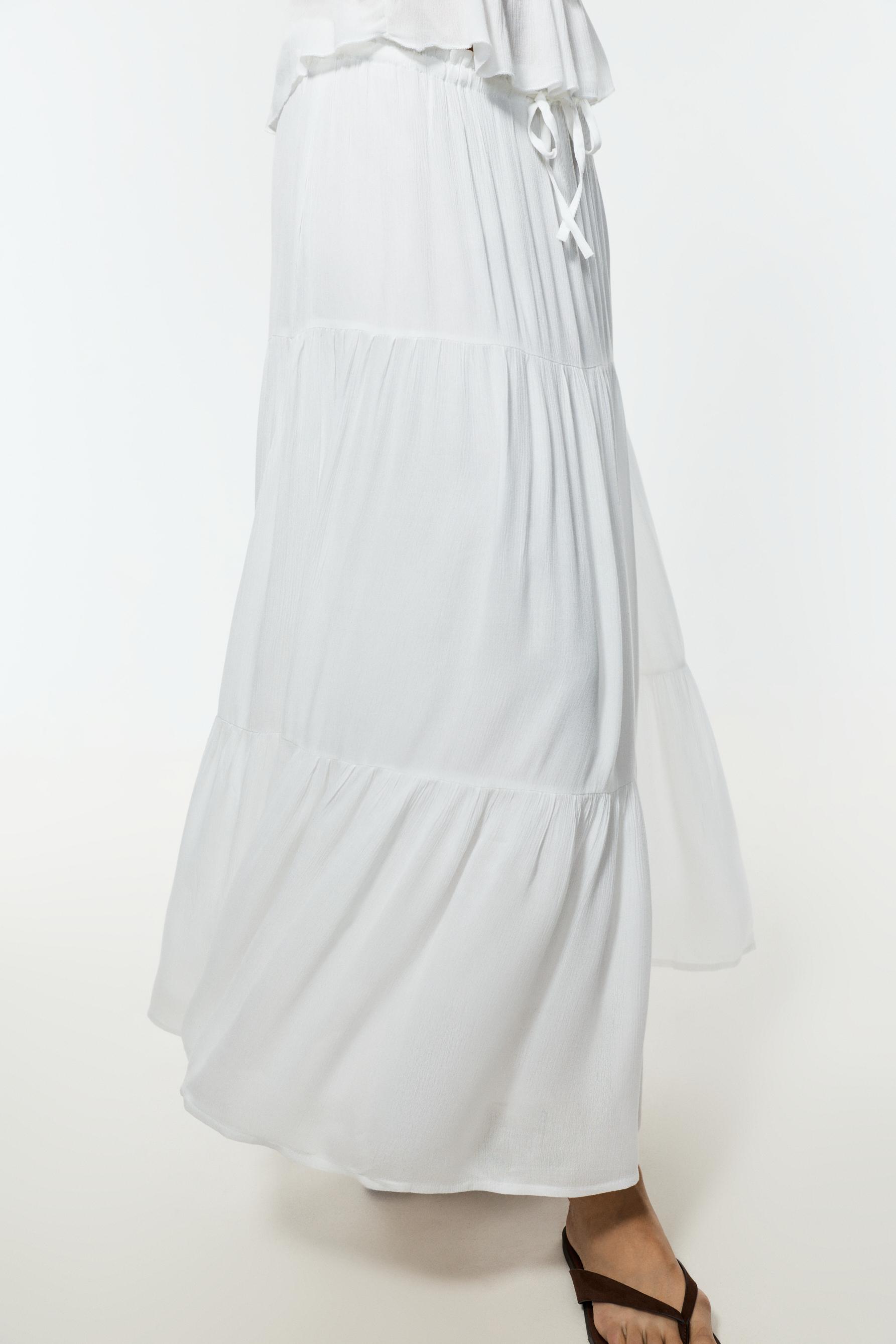 Basic textured midi skirt — WHITE