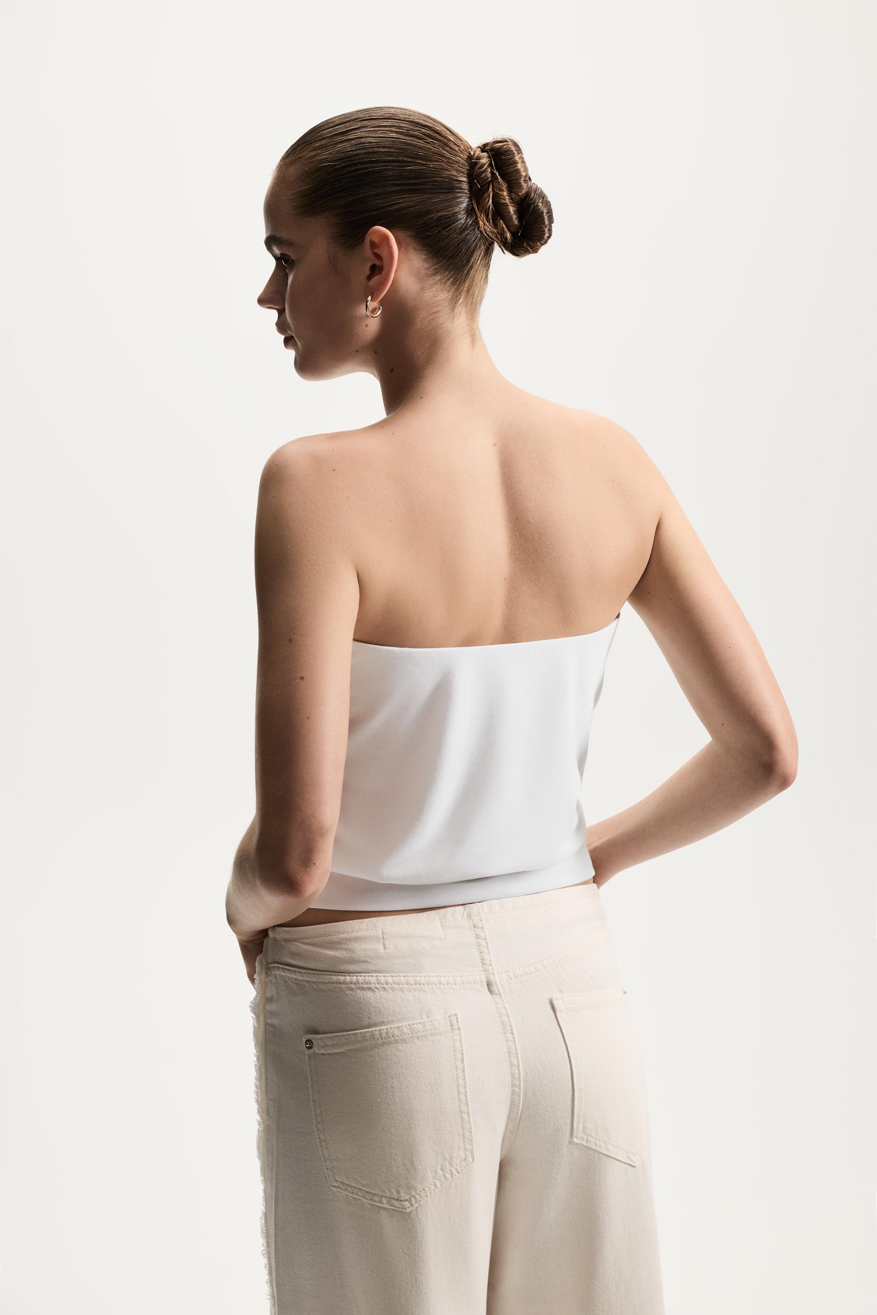 Rhinestone bandeau top — OFF WHITE