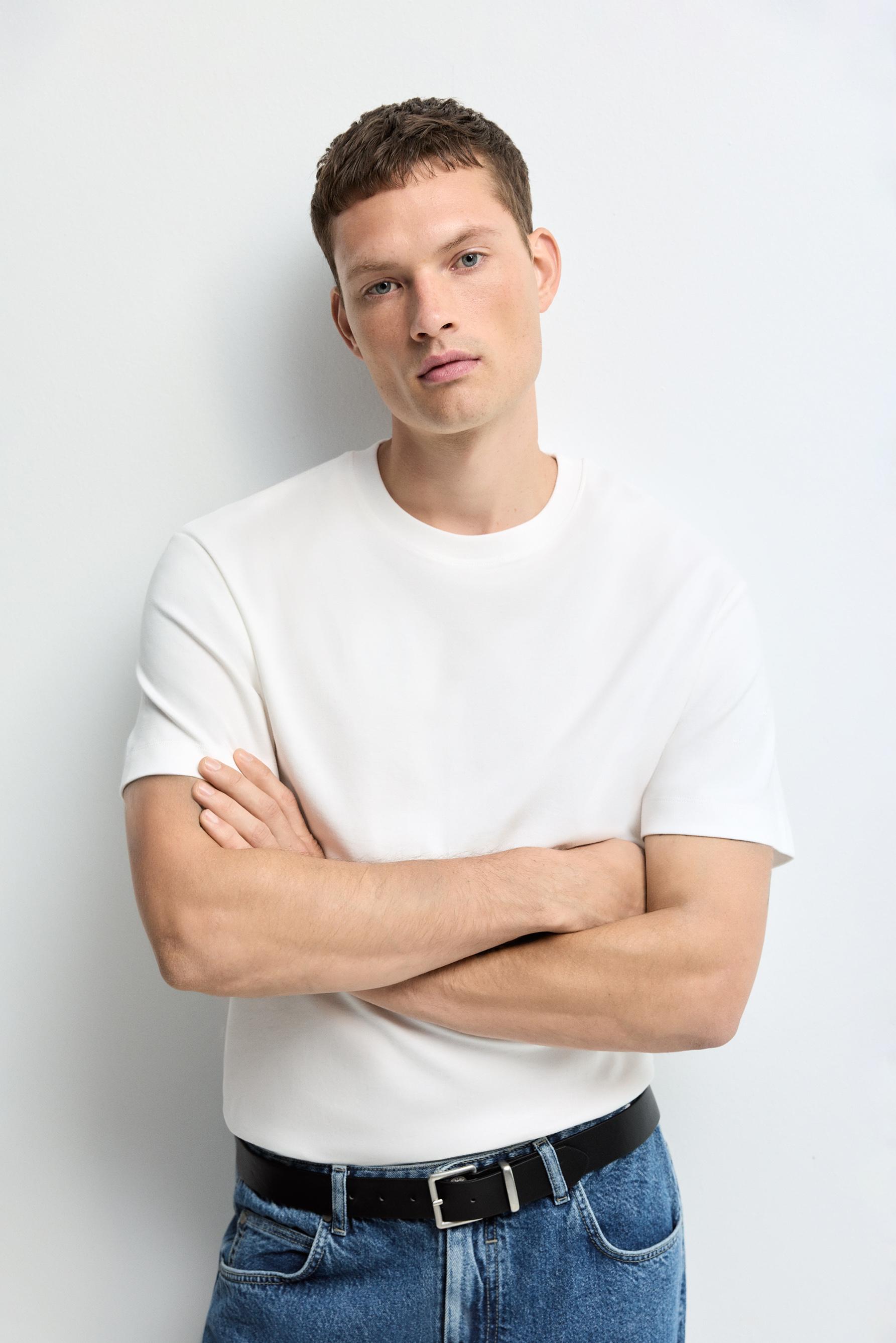 Basic interlock T-shirt — OFF WHITE