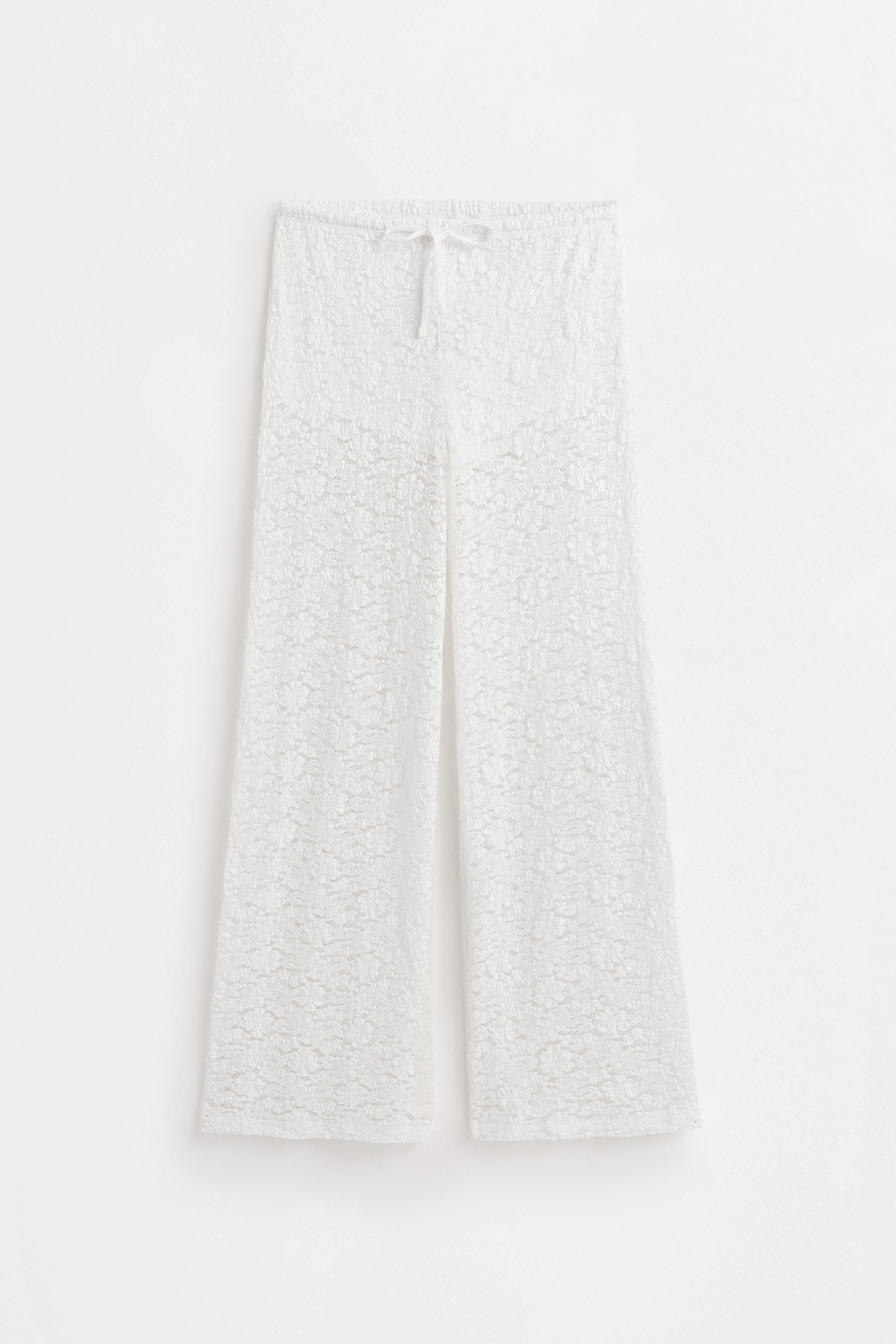 Wide-leg lace trousers — OFF WHITE