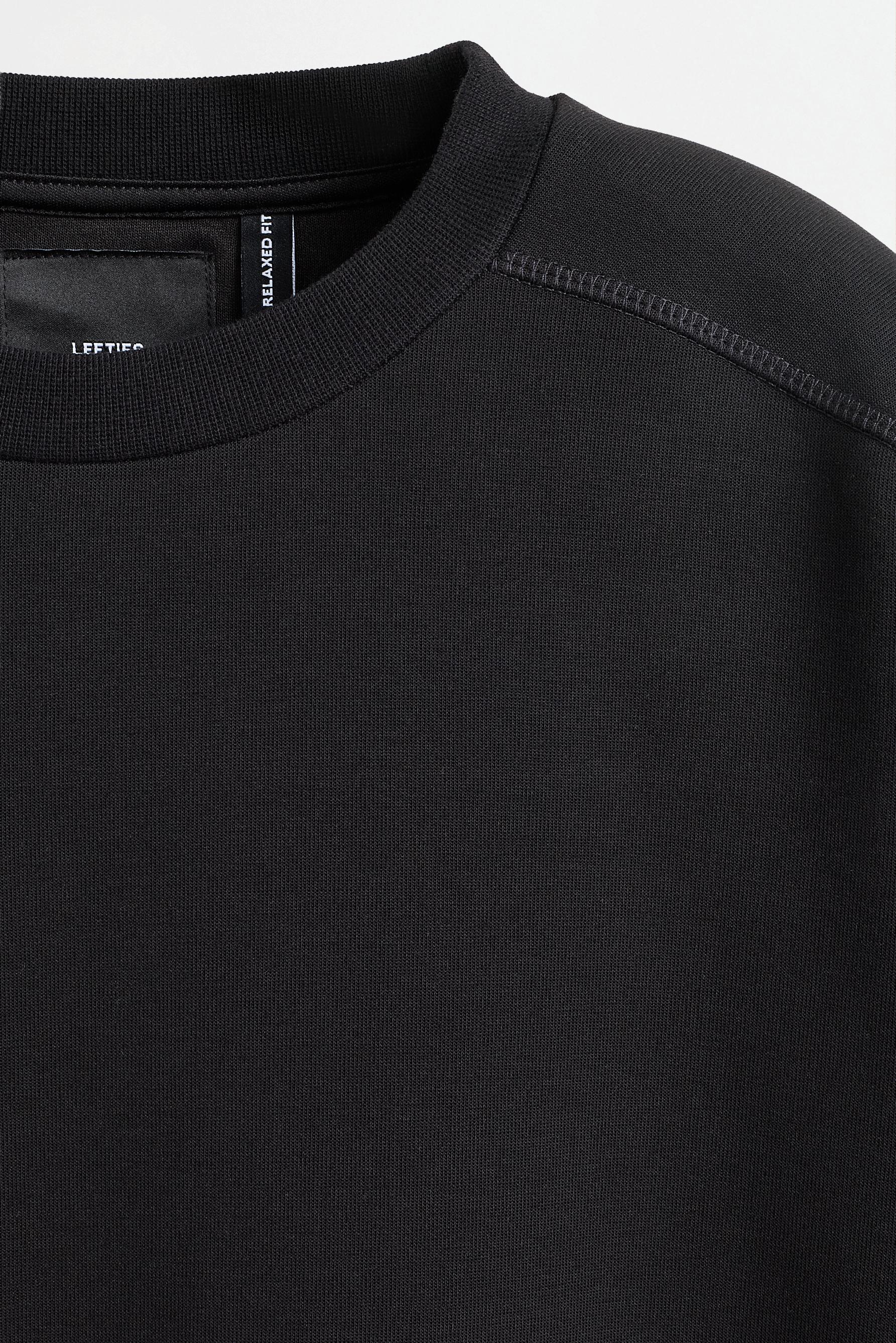 Round neck interlock sweatshirt — BLACK