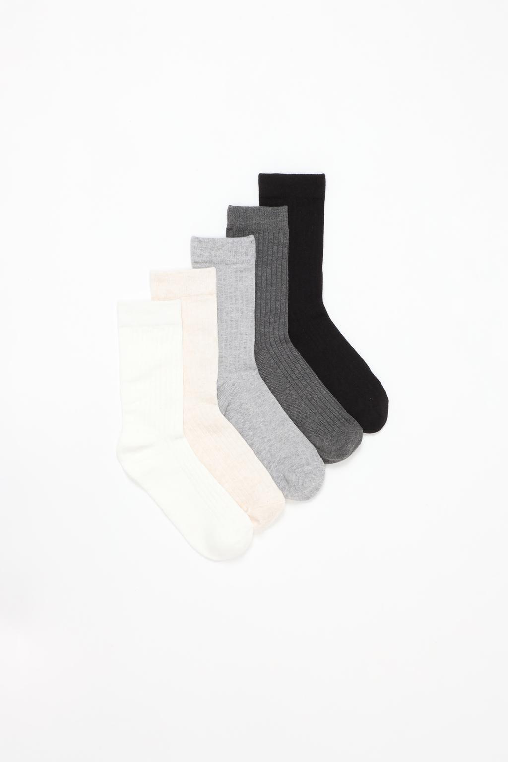 Pack of 5 pairs of long ribbed socks