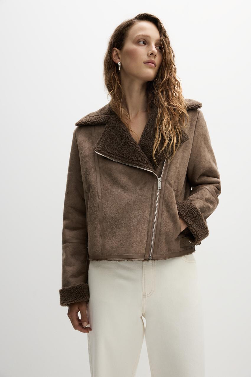 Faux Suede Zara Double Faced Jacket Women Double-faced