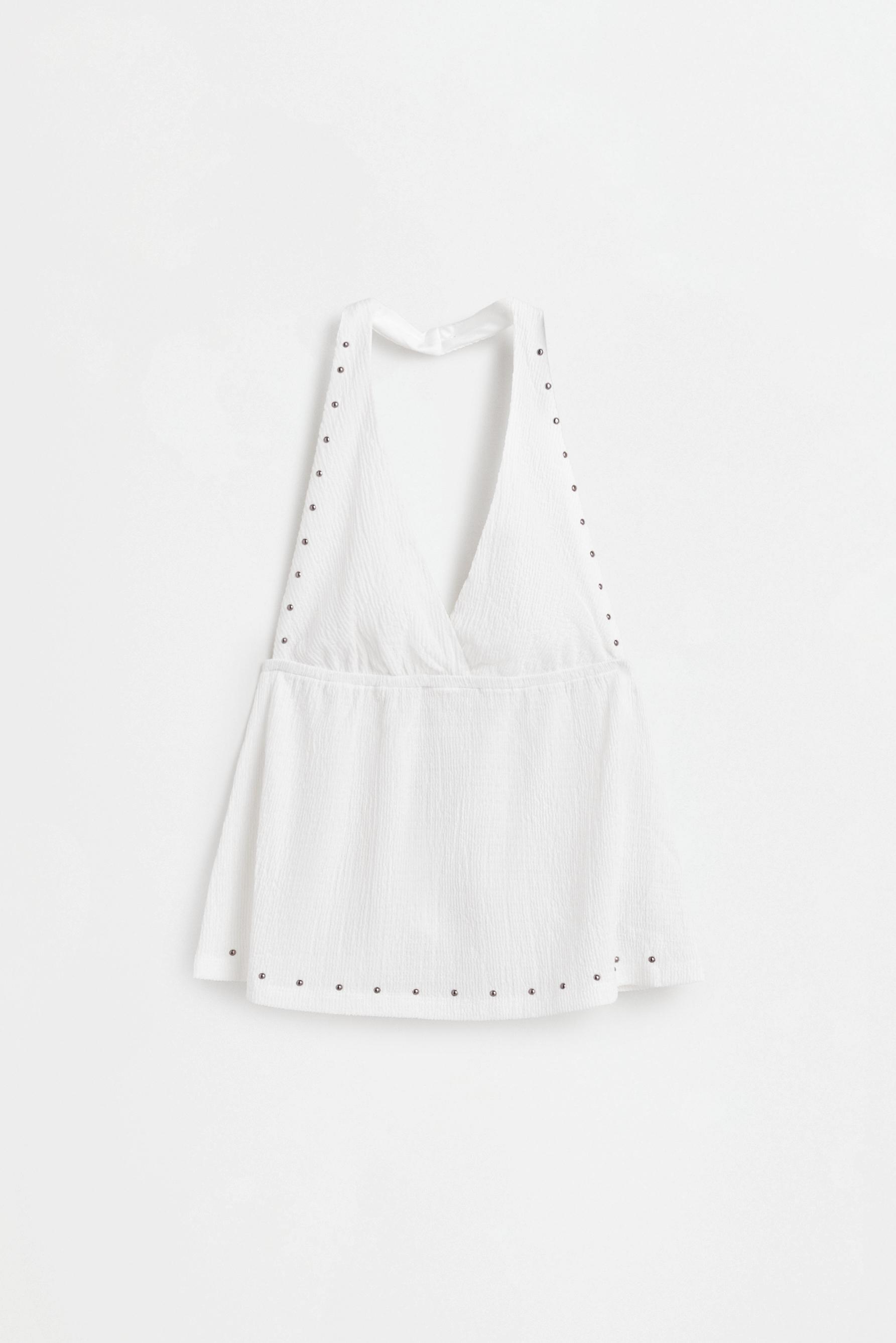 Studded halter top — OFF WHITE