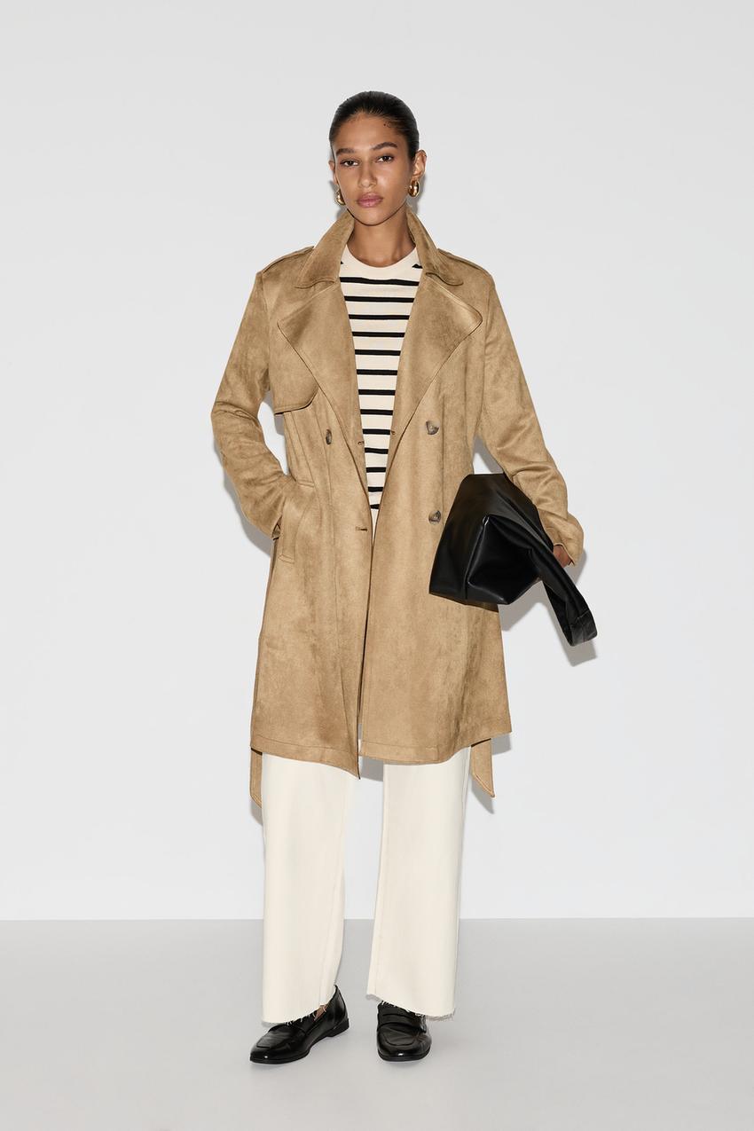 Faux suede trench coat NEW IN Woman Lefties Kuwait