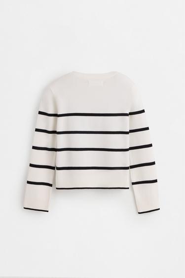 Knit sweater — WHITE/BLACK 2
