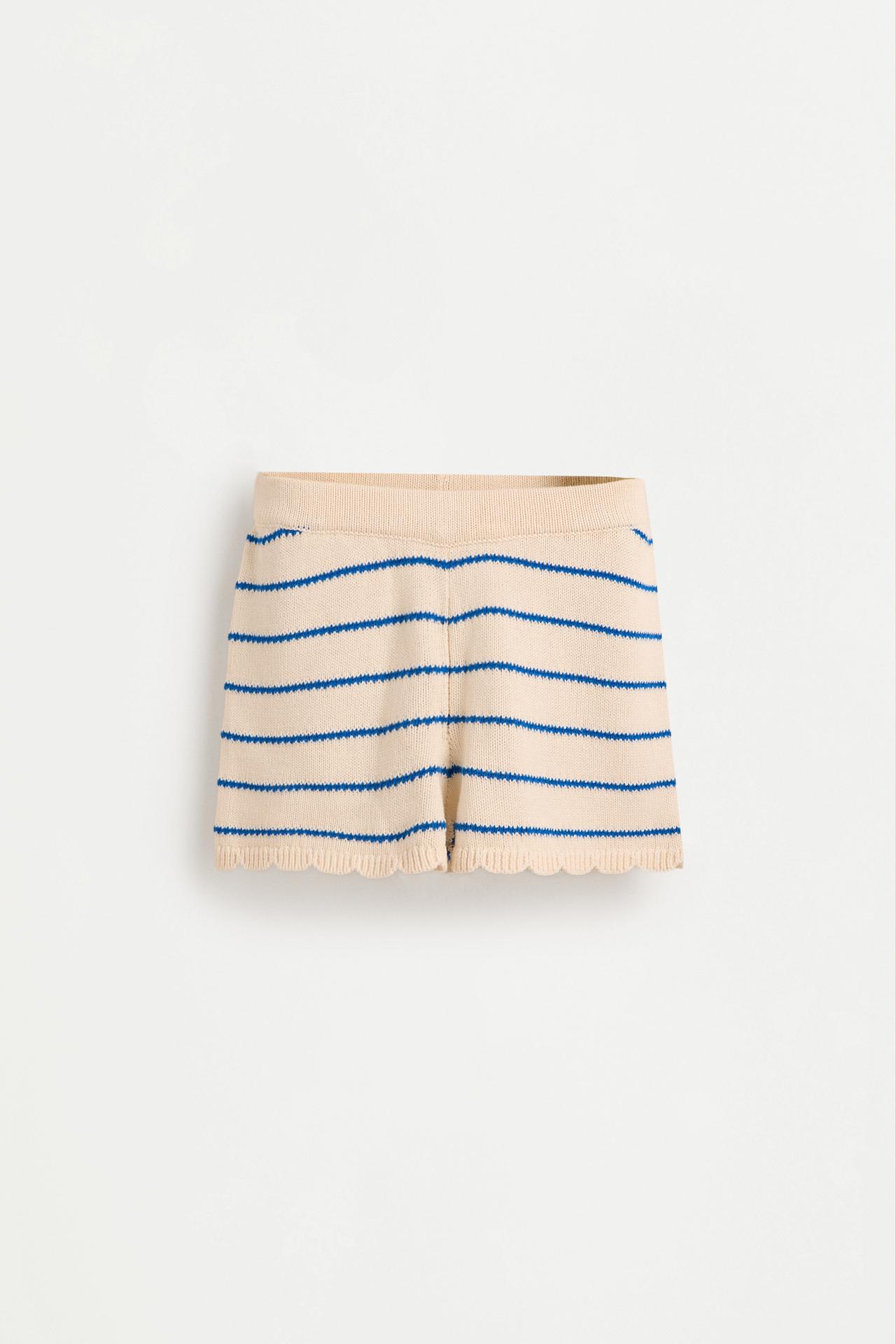 Girl's striped beige shorts — ECRU/BLUE