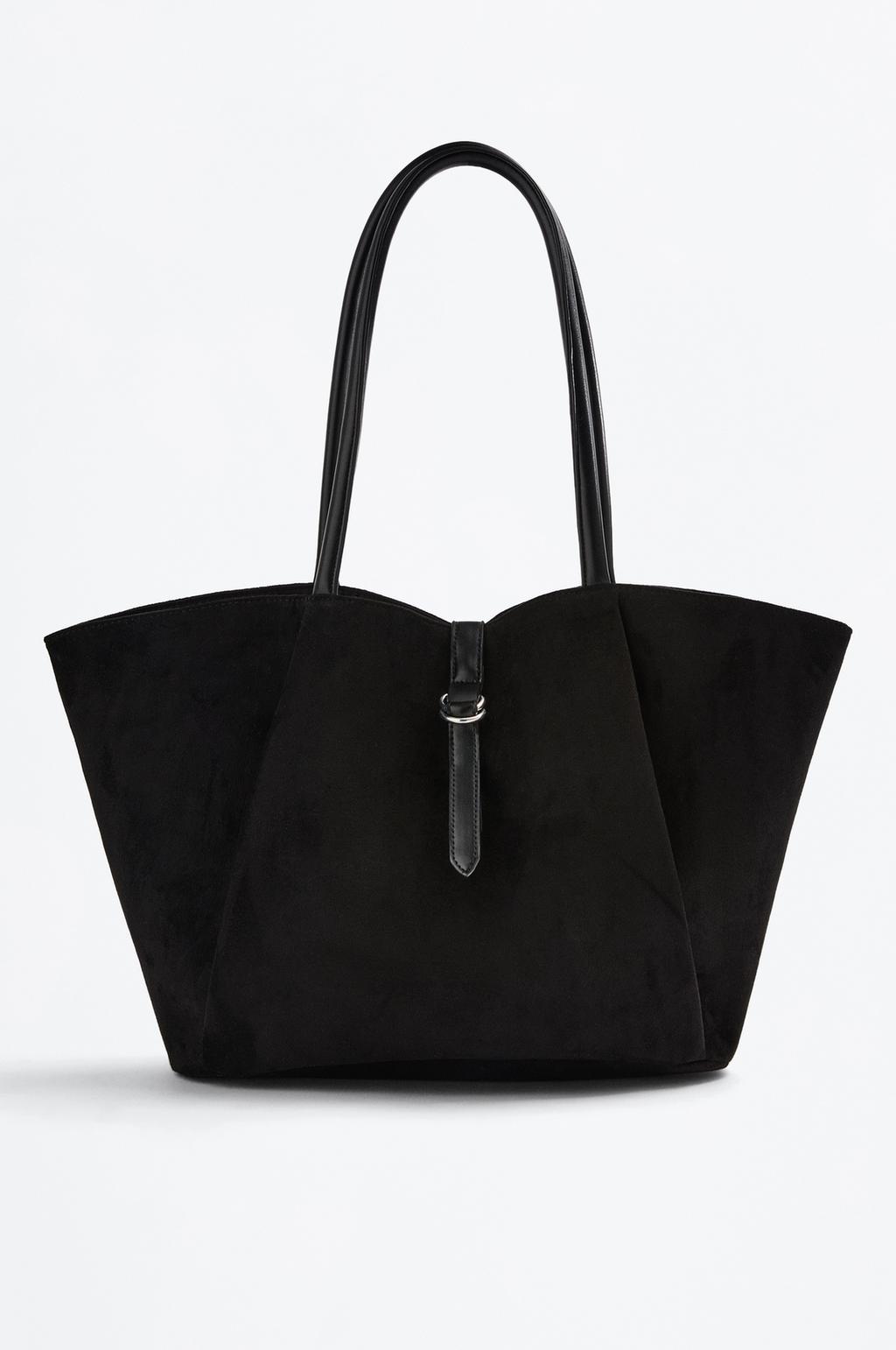 Bolso shopper efecto suede detalle cinturón