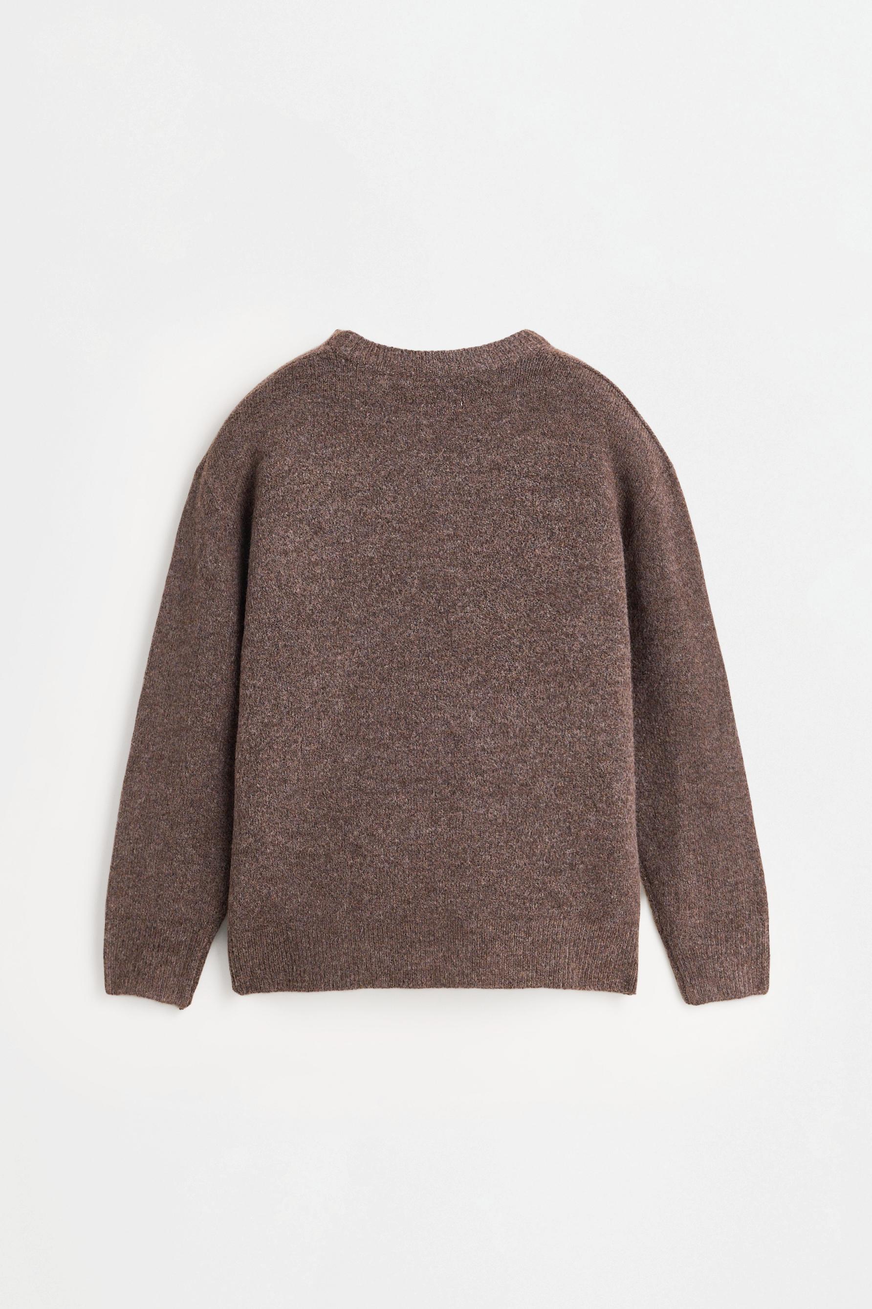 Fluffy knit sweater — BROWN MARL