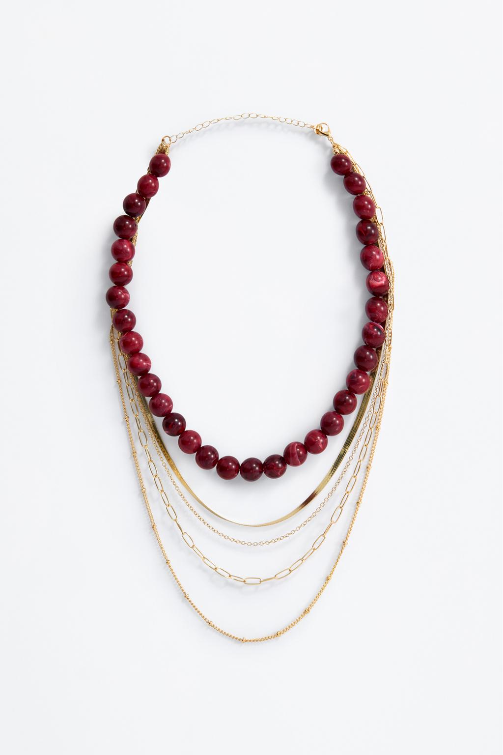 Contrast multi-strand necklace