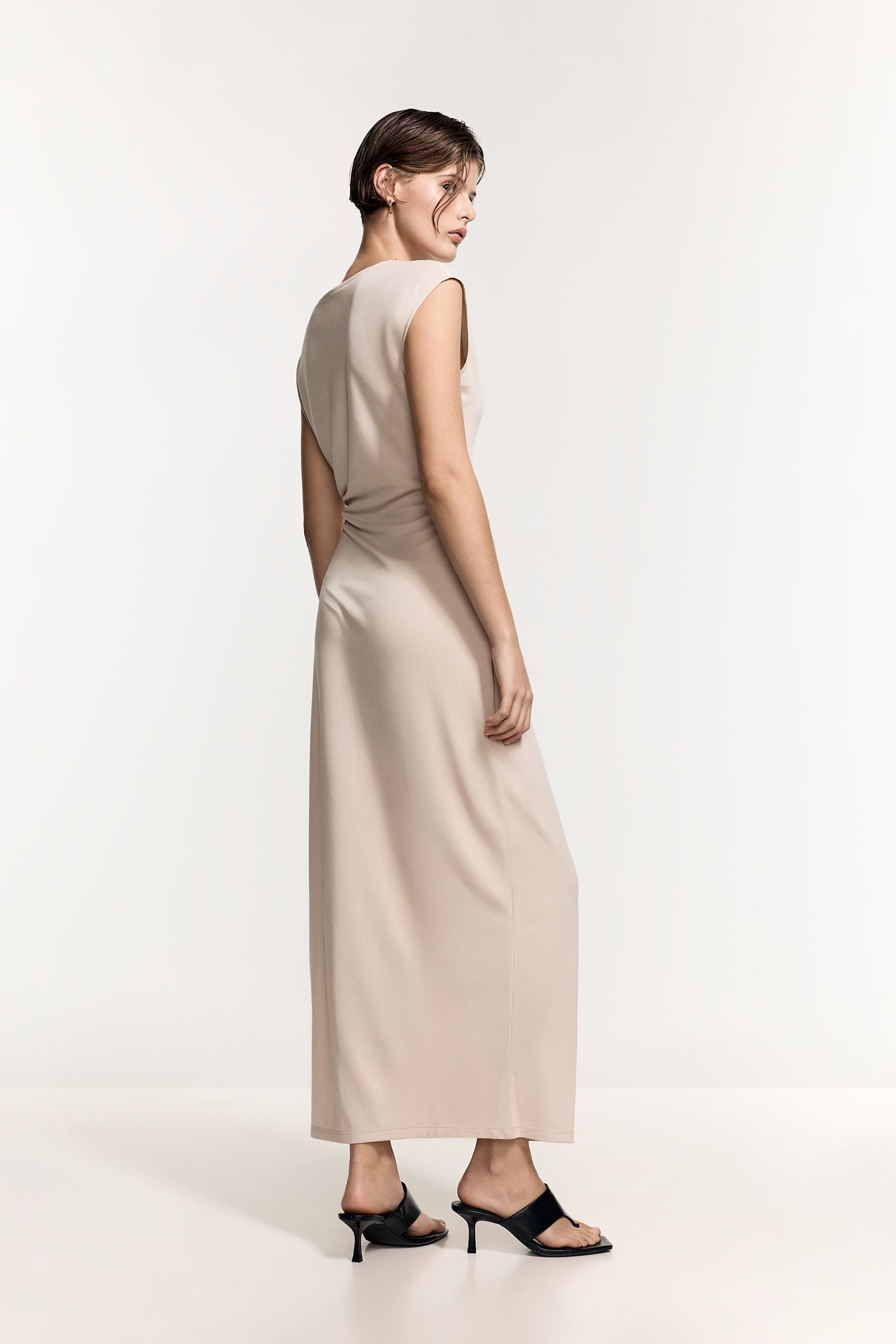 Midi dress with tie detail — MINK