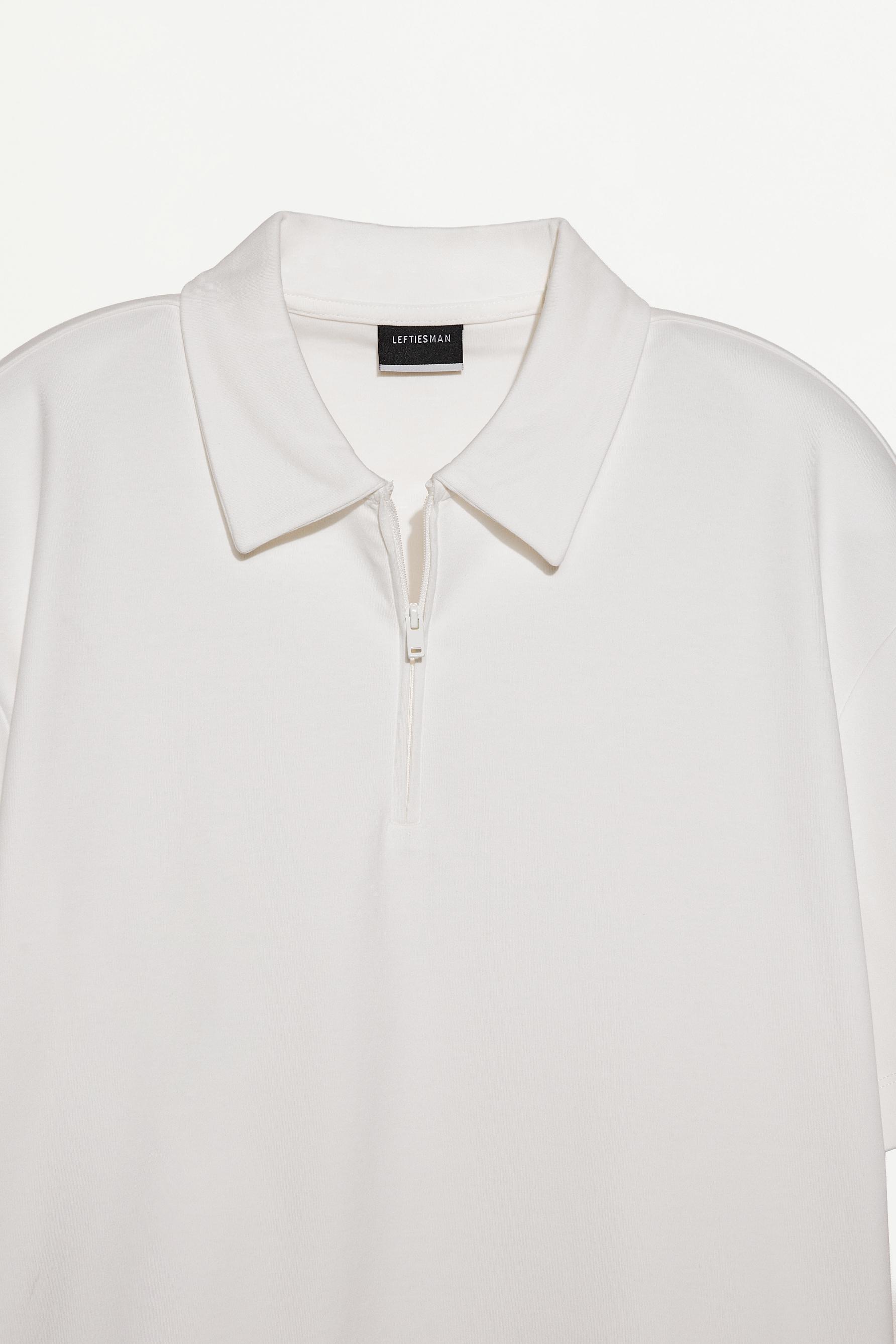 Interlock zip-up polo shirt — OFF WHITE