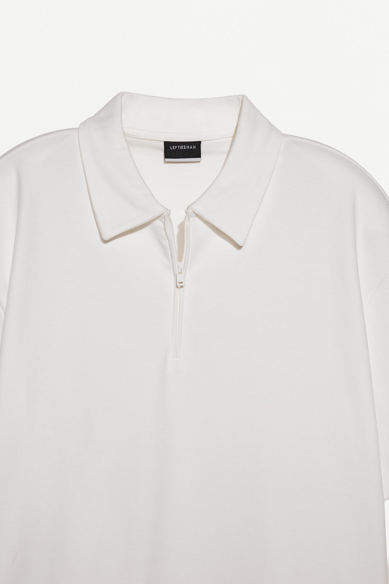 Interlock zip-up polo shirt — OFF WHITE