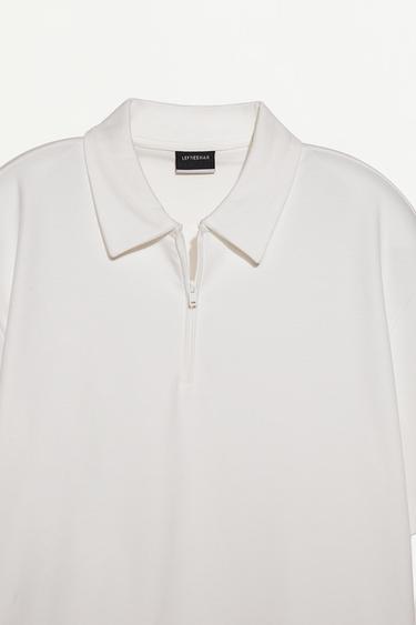 Interlock zip-up polo shirt — OFF WHITE 7