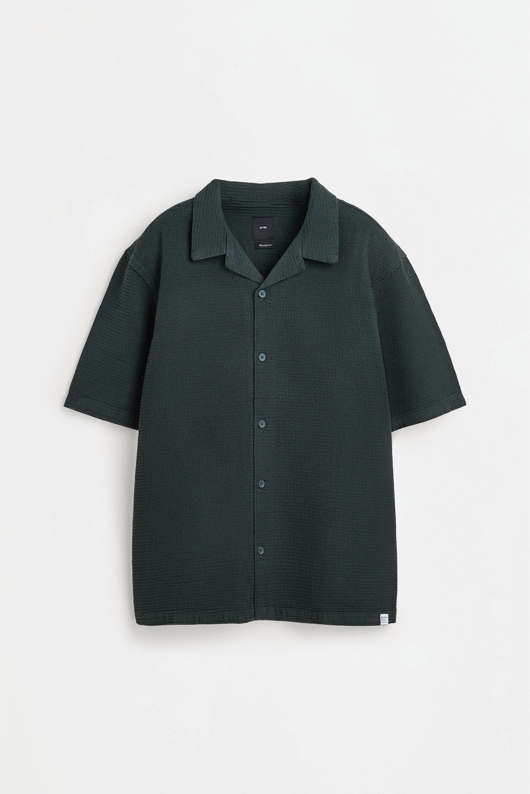 Waffle-knit relaxed fit shirt — GREEN