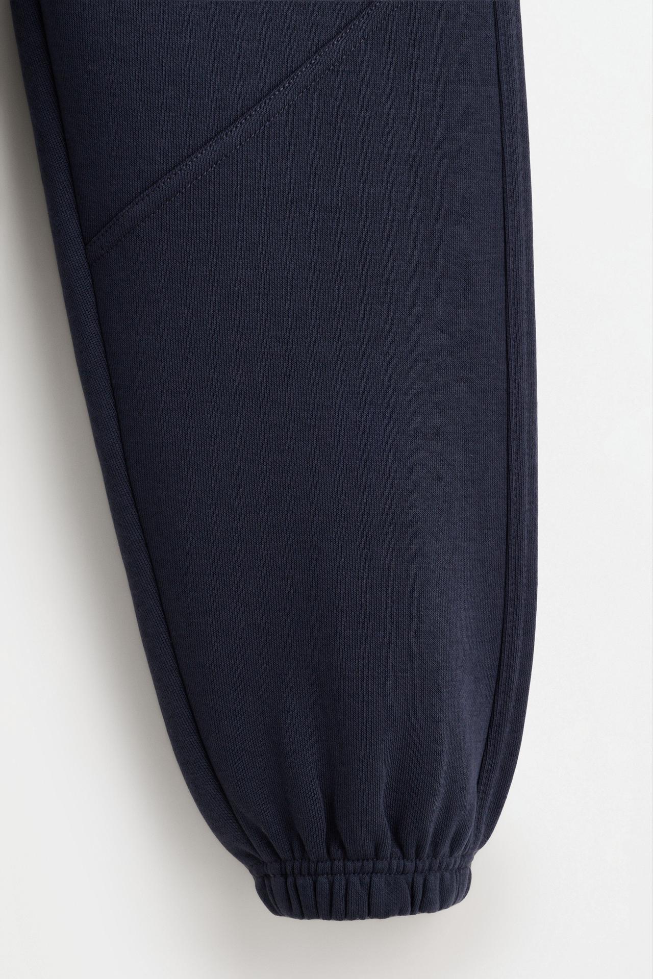 Plush trousers with knee stitching — NAVY