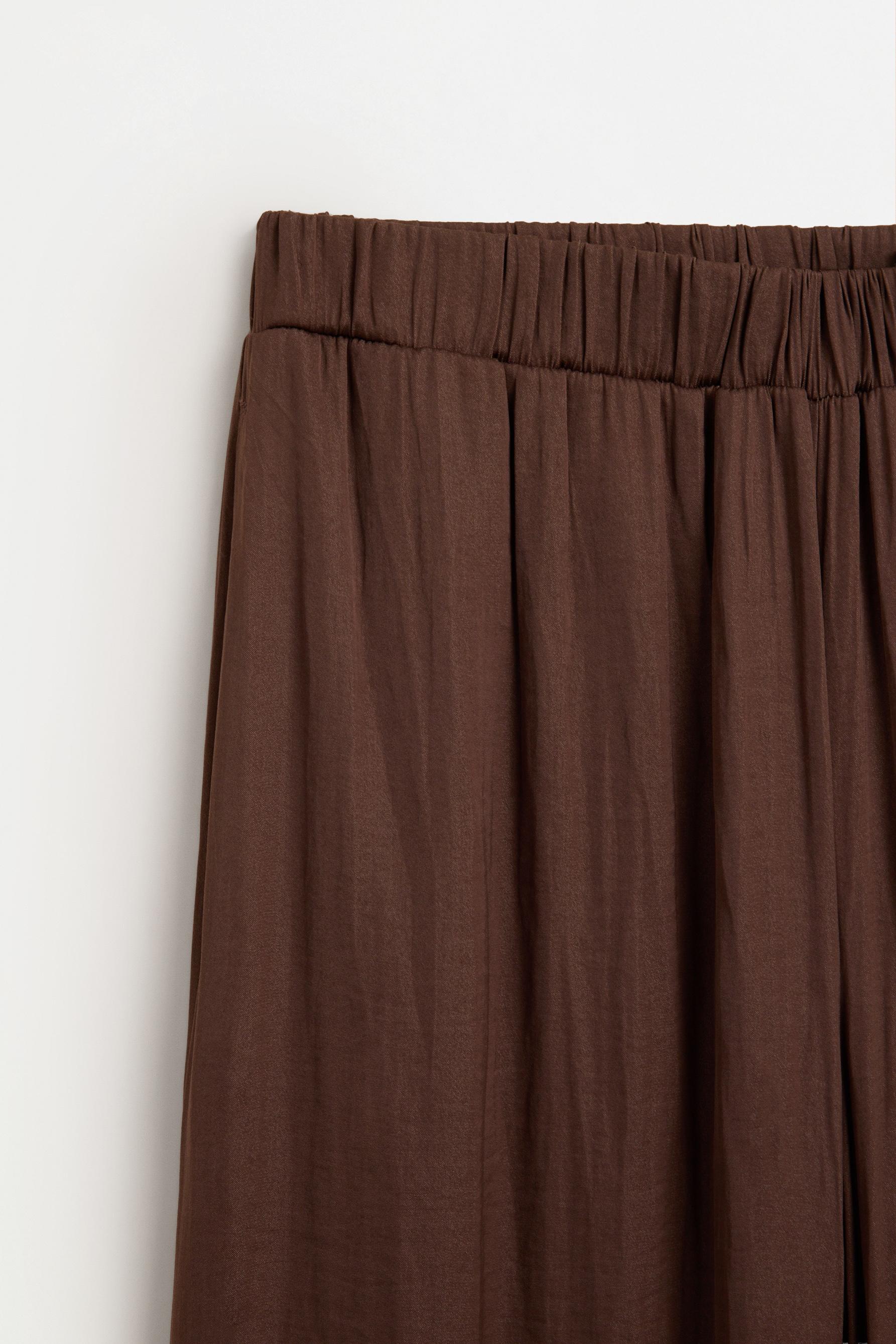 Satin palazzo trousers — BROWN