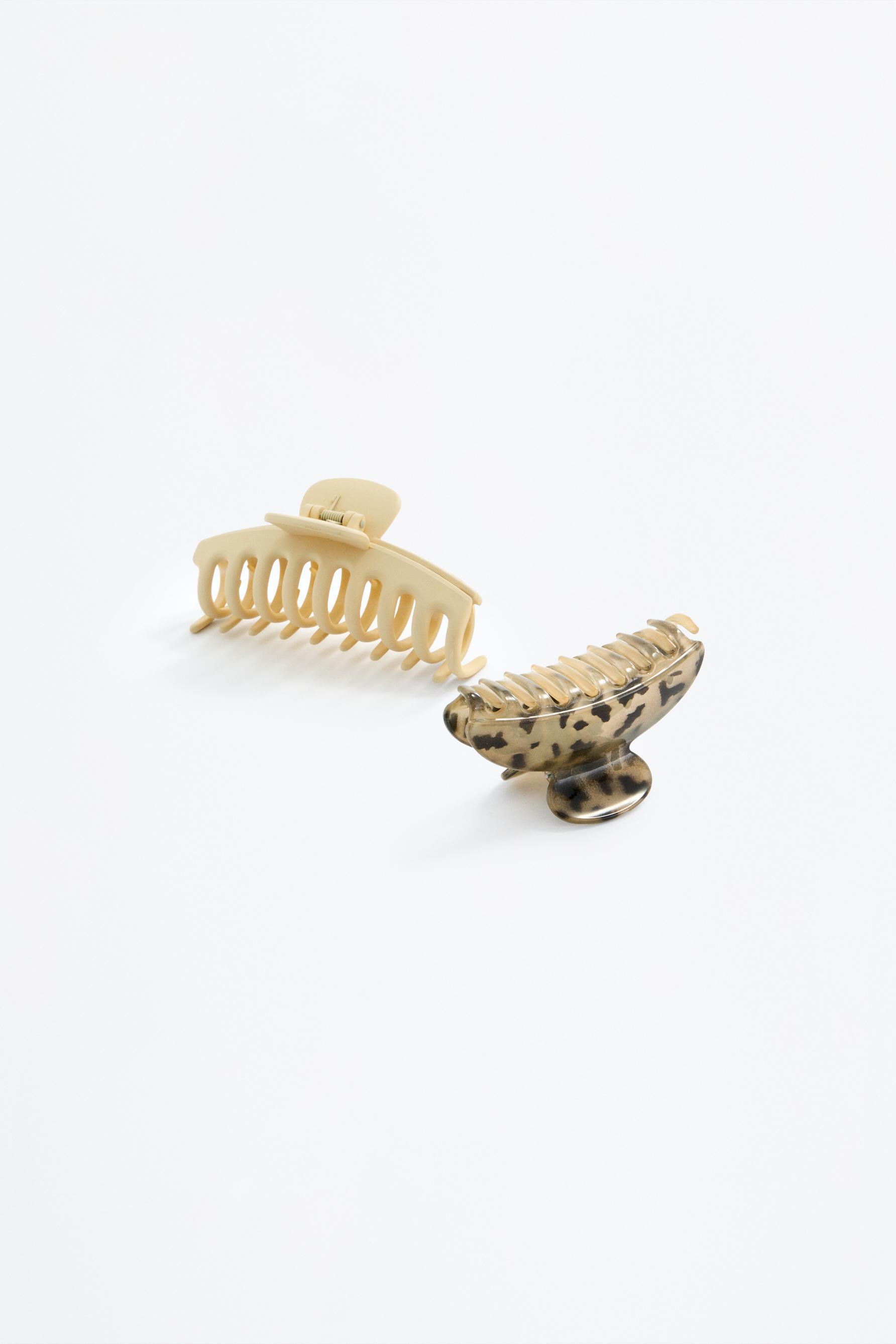 Pack of 2 assorted hair clips — ECRU