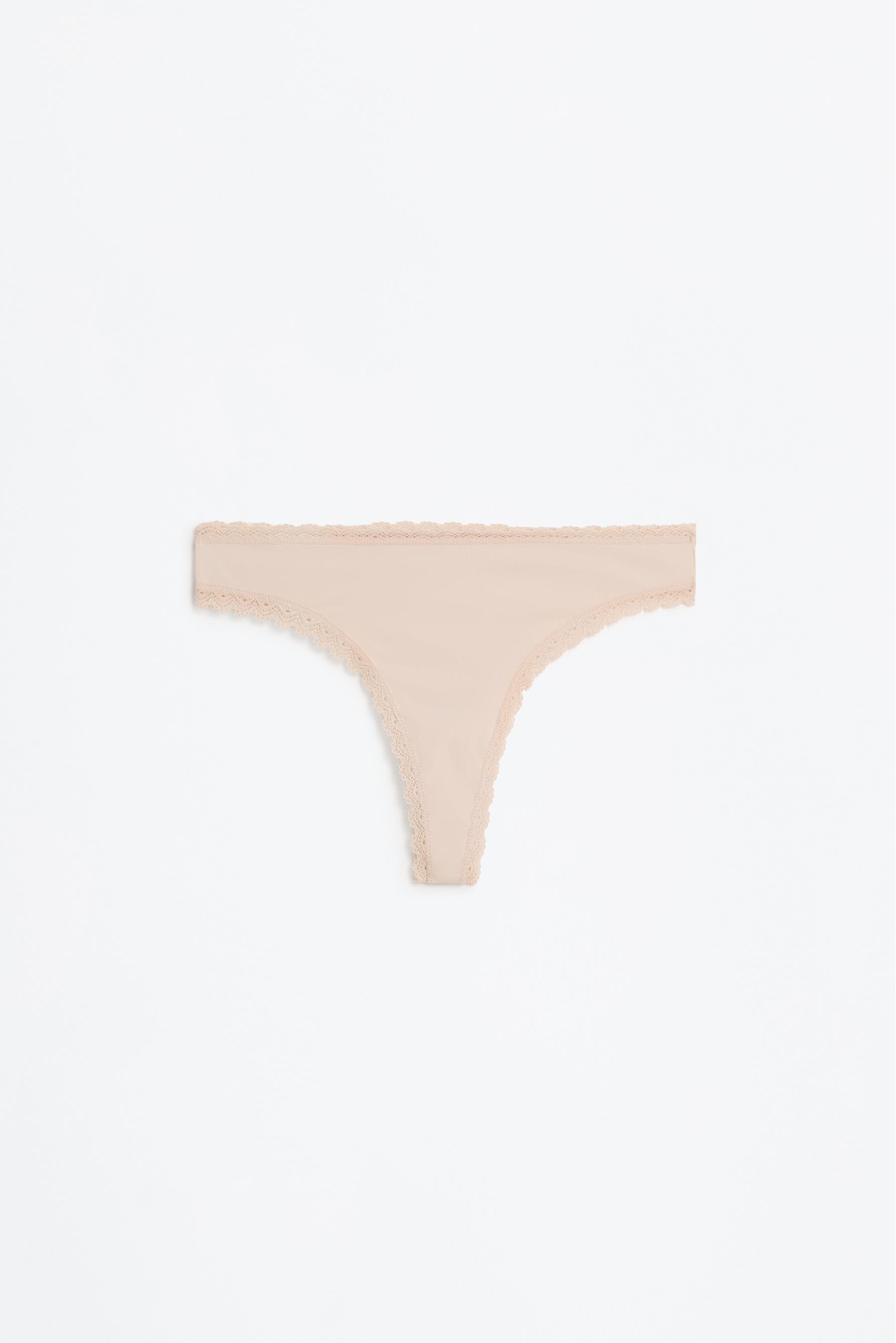 3-Pack of Brazilian briefs with lace trim — BEIGE