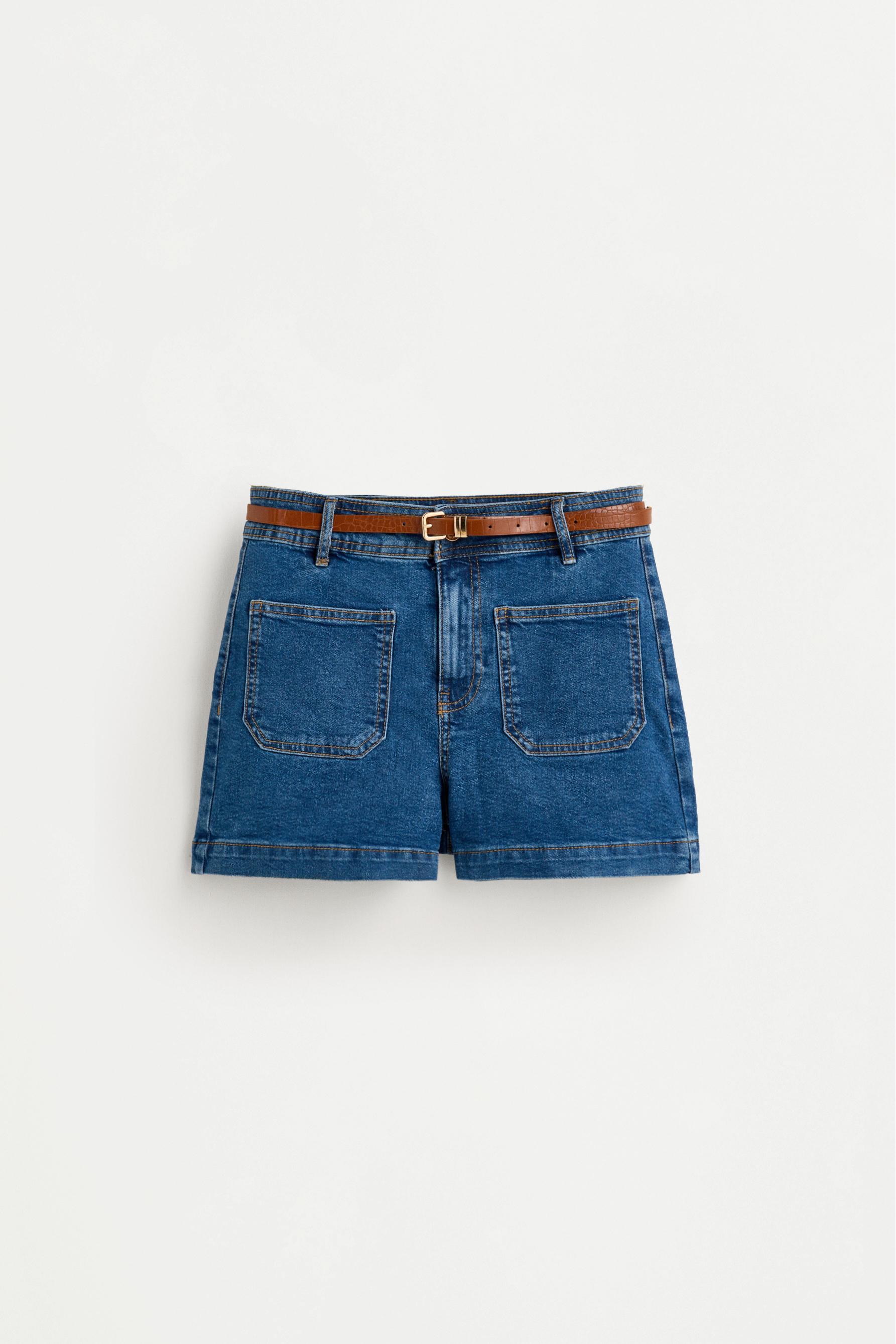 Bermuda shorts with belt — PALE INDIGO