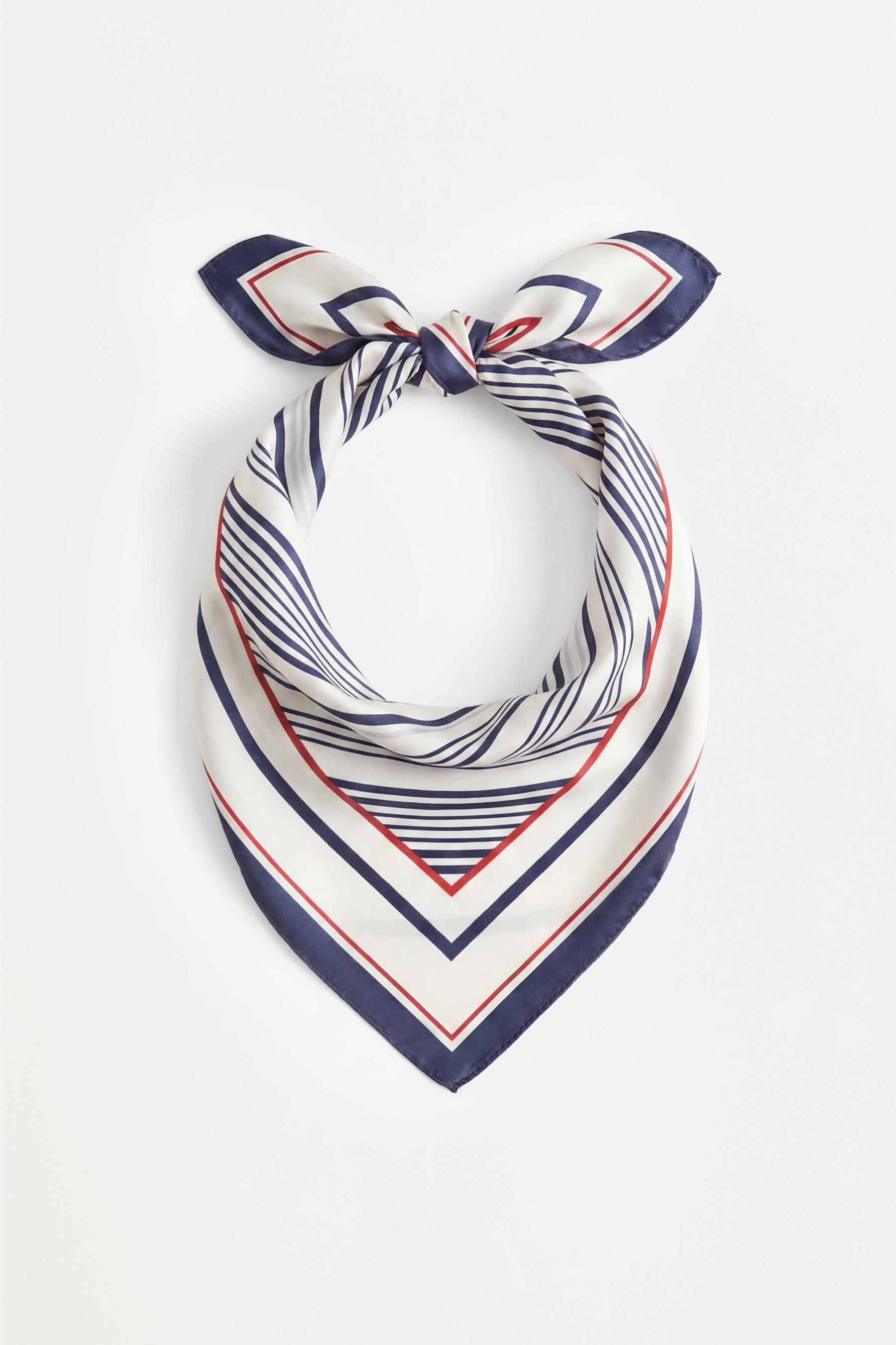 Striped satin scarf — BLUE