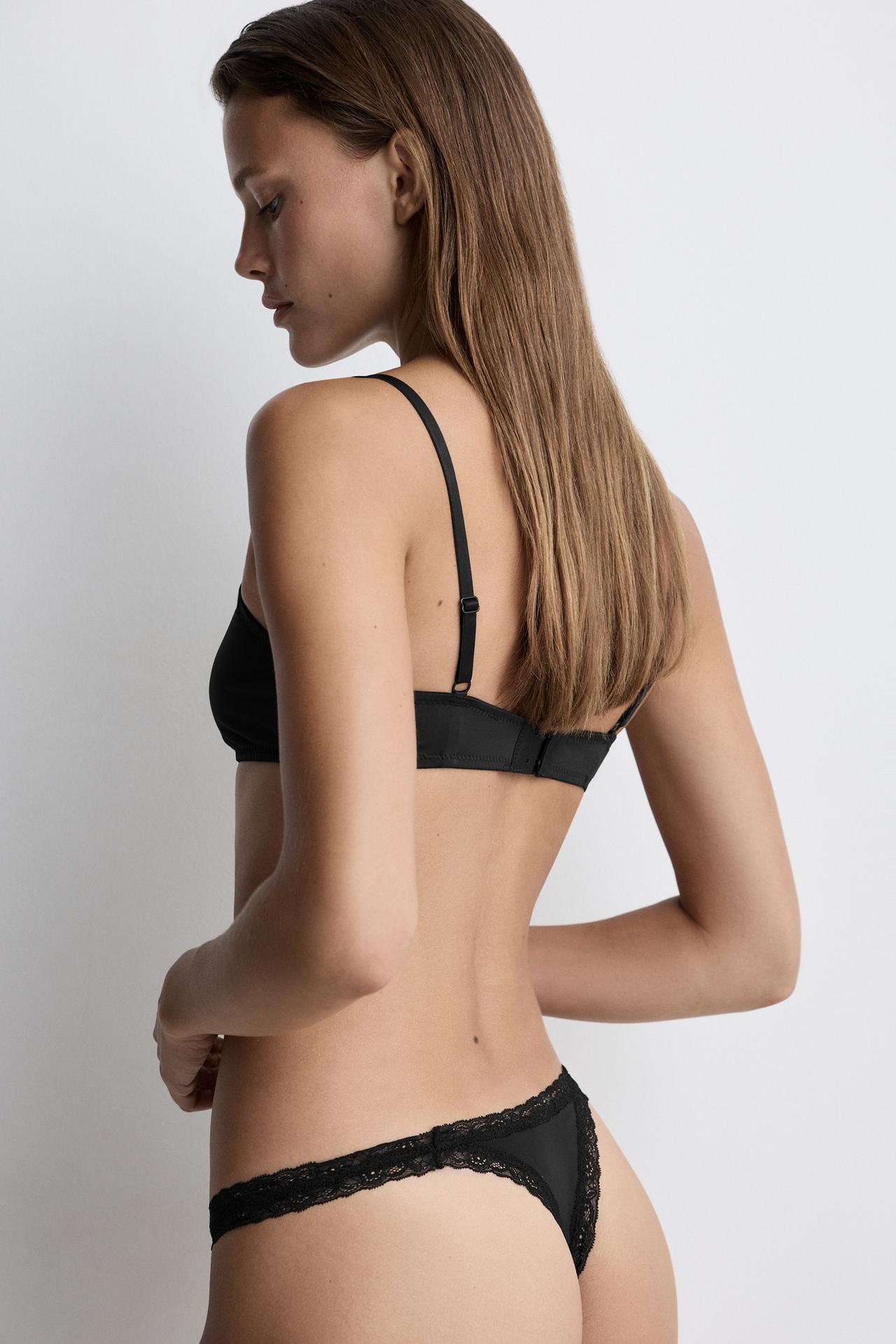 Lace Detail Thong (2-Pack) — BLACK