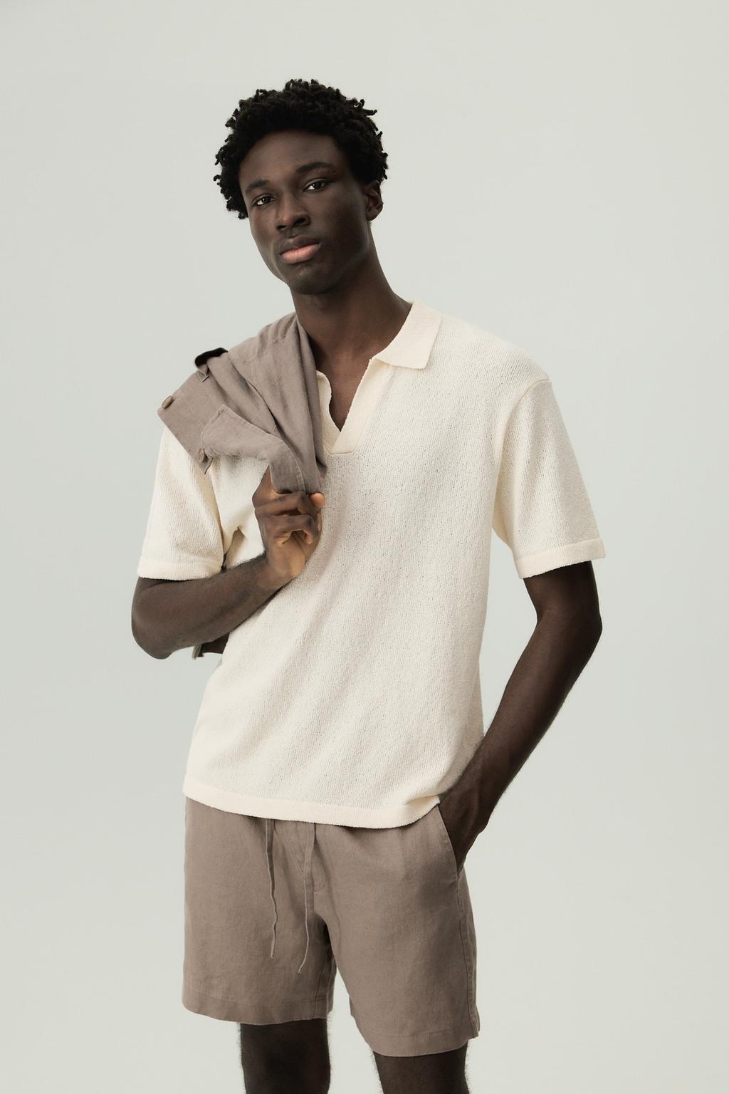 Textured knit polo shirt