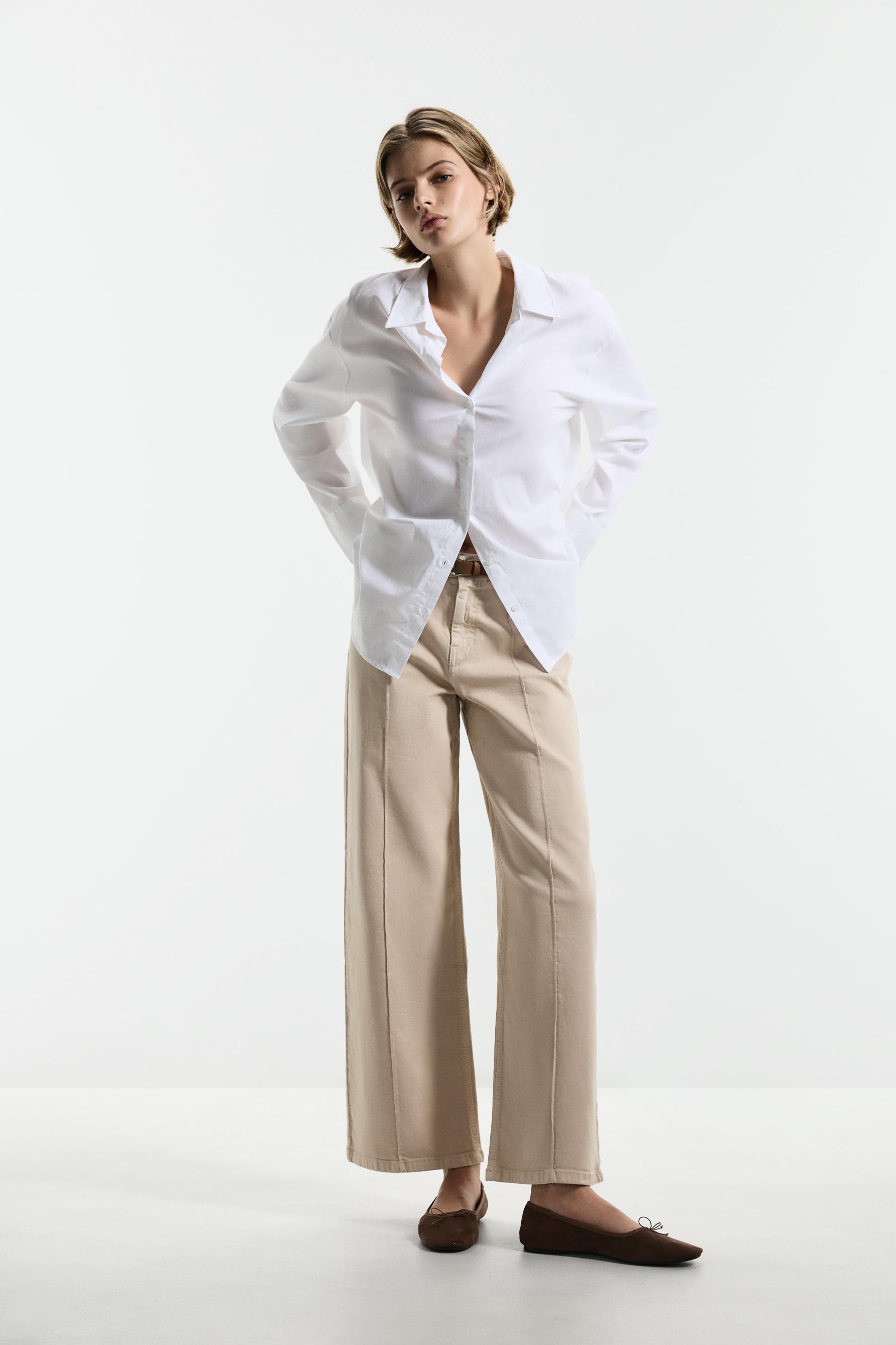 Straight leg seam detail jeans — MEDIUM CAMEL