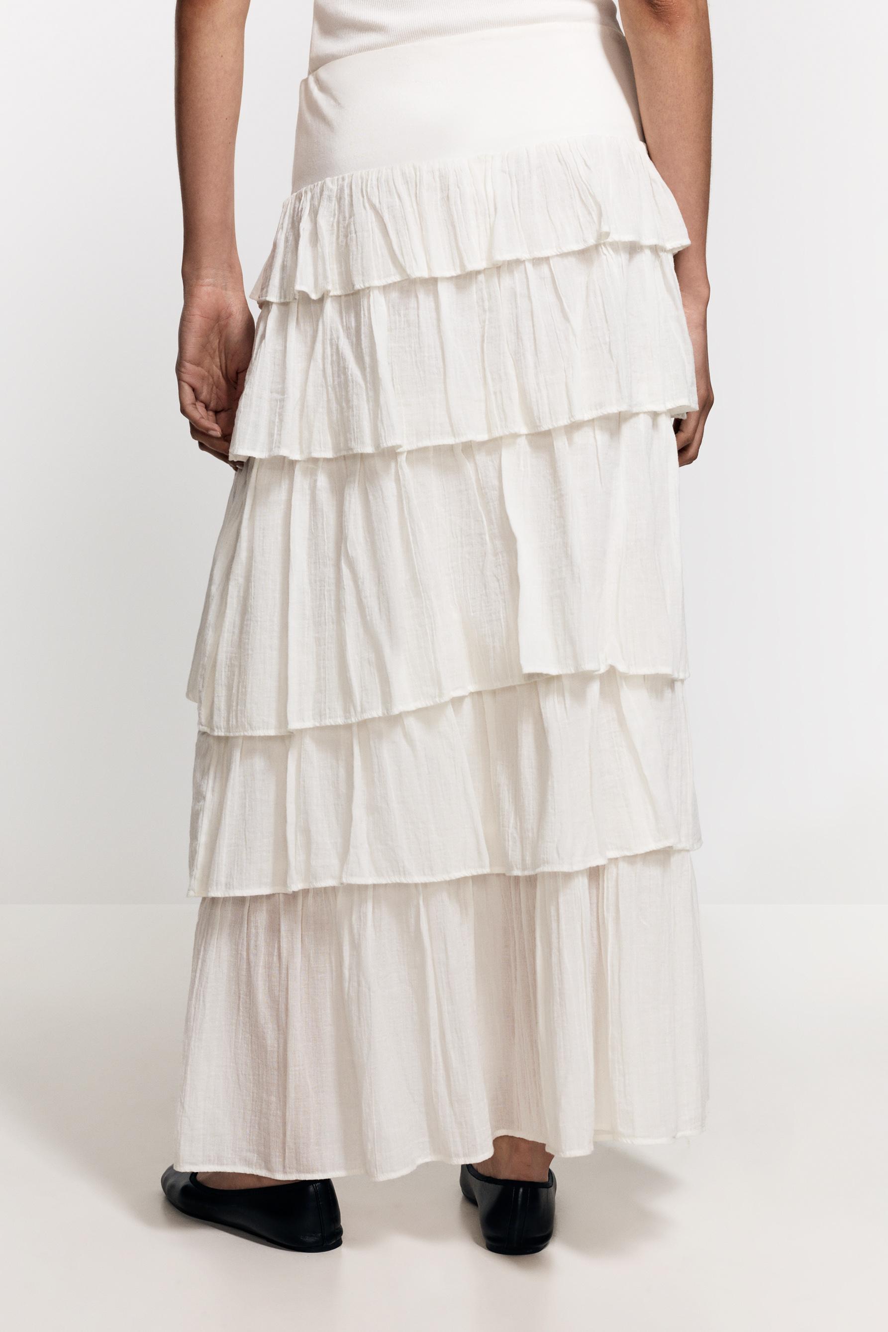 Ruffled midi skirt — OFF WHITE