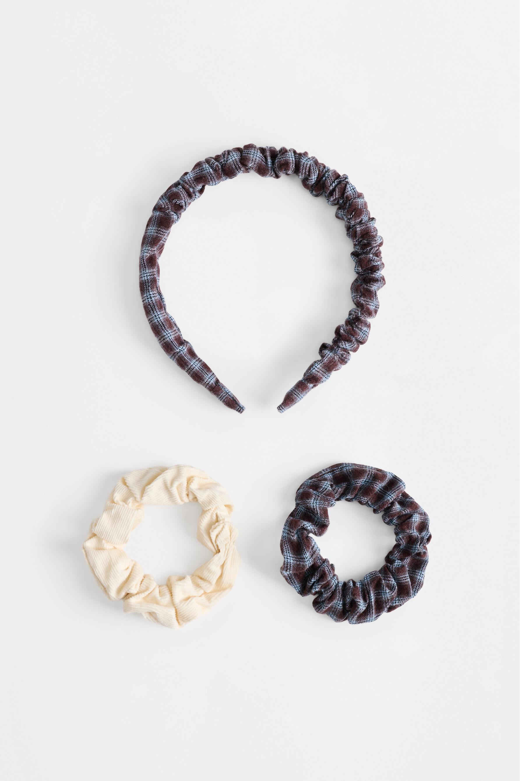 Diadema y scrunchies cuadros (Set 3)