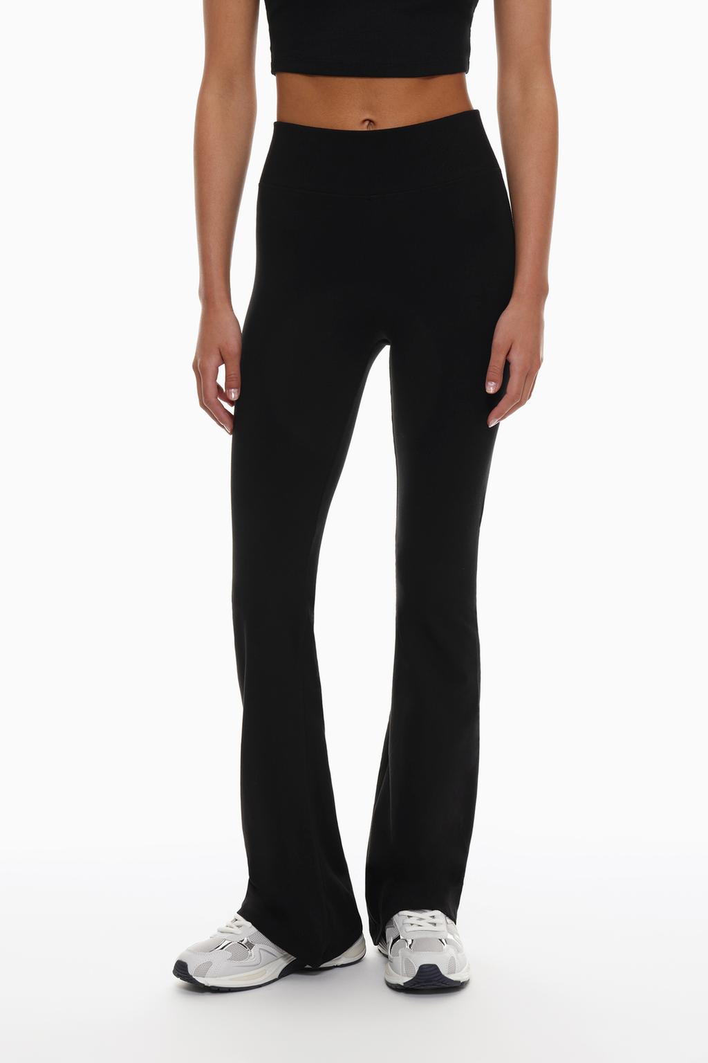 Leggings flare cu betelie din reiat
