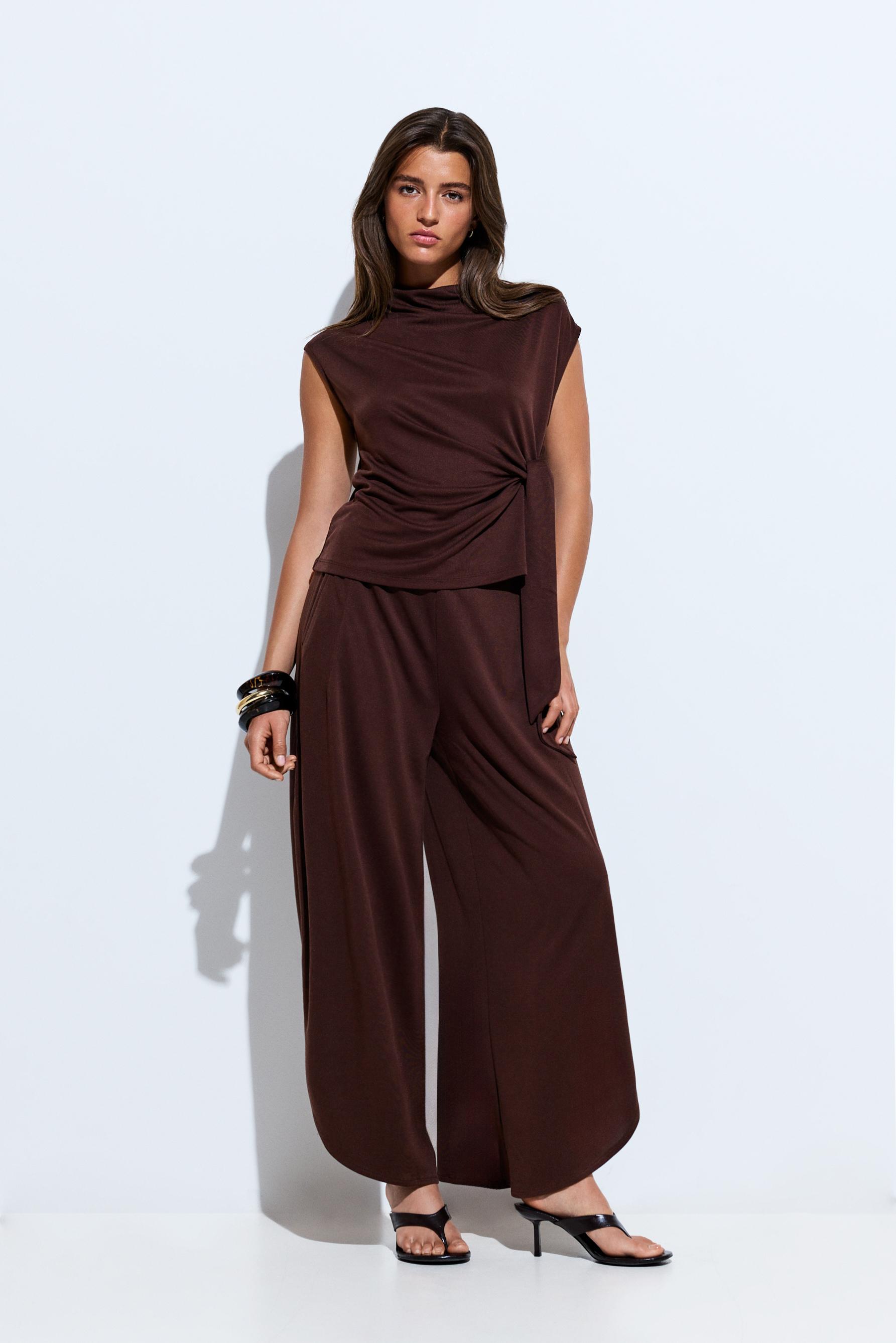Split detail culottes — CHOCOLATE
