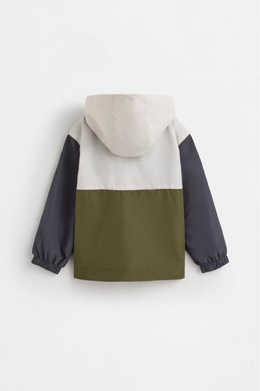 Color block windbreaker jacket — KHAKI 2