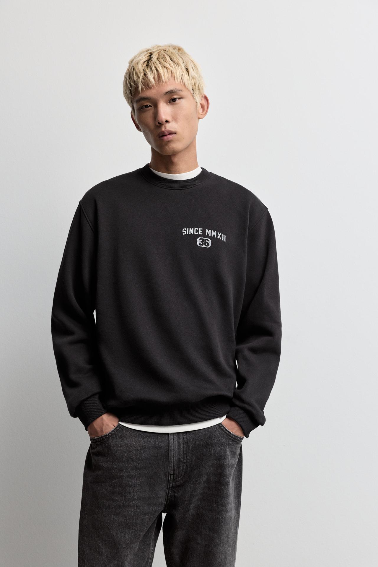 Text print sweatshirt — BLACK
