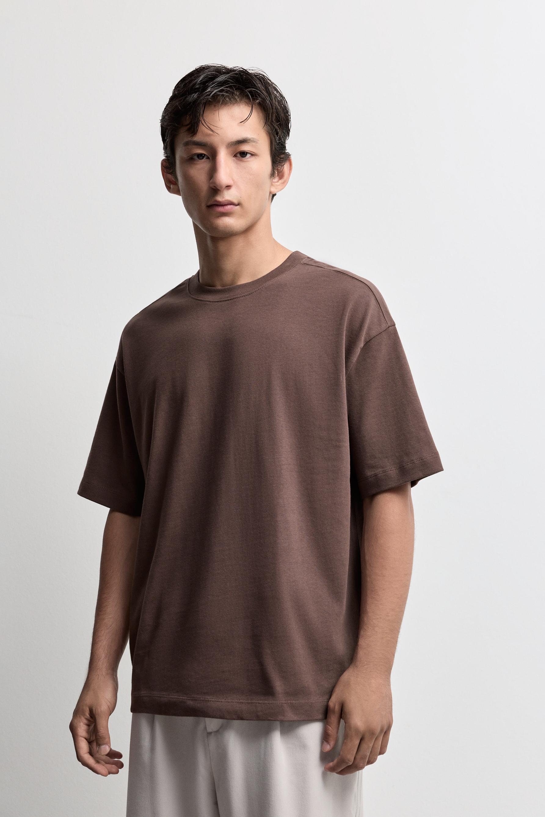 Boxy medium weight T-shirt — BROWN