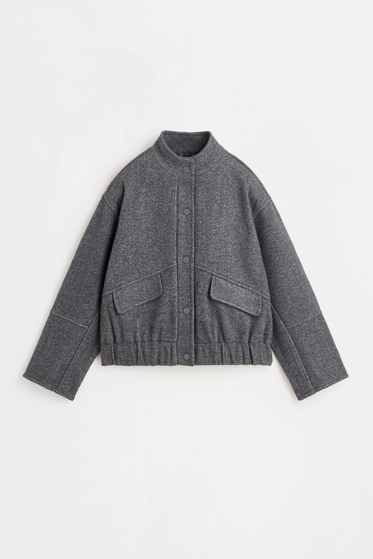 Synthetic wool bomber jacket — DARK GREY