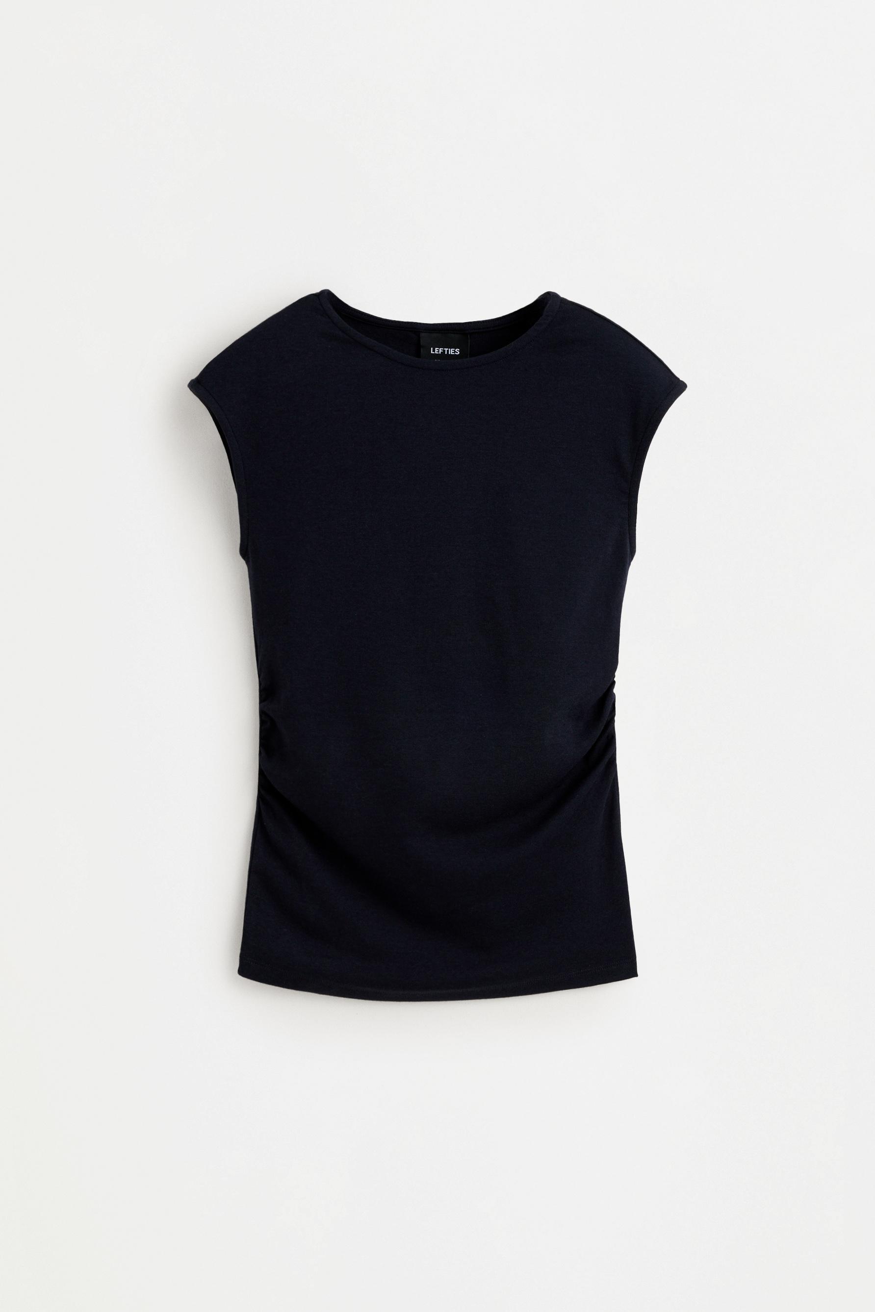 Gathered T-shirt — NAVY