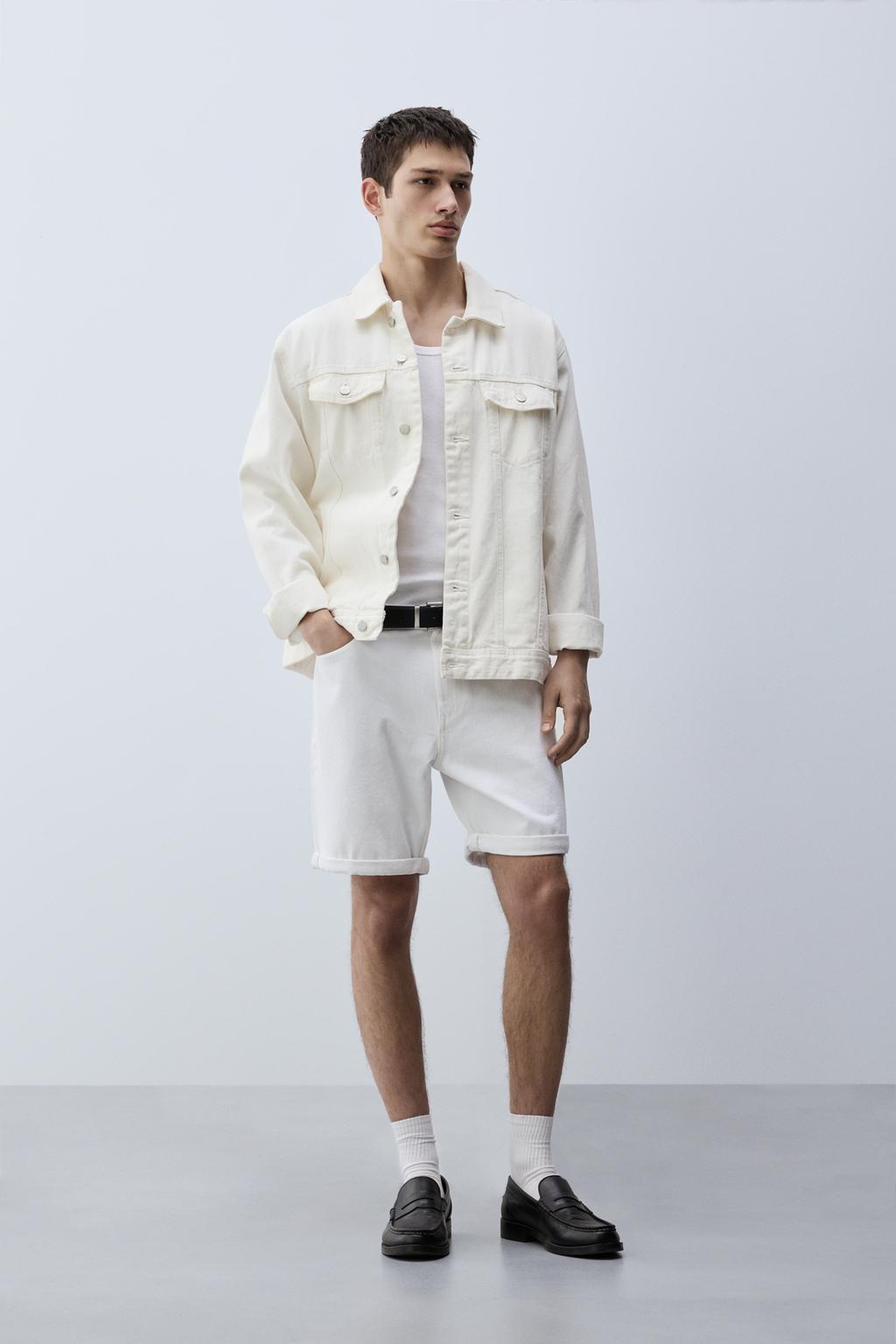 Straight fit denim Bermuda shorts