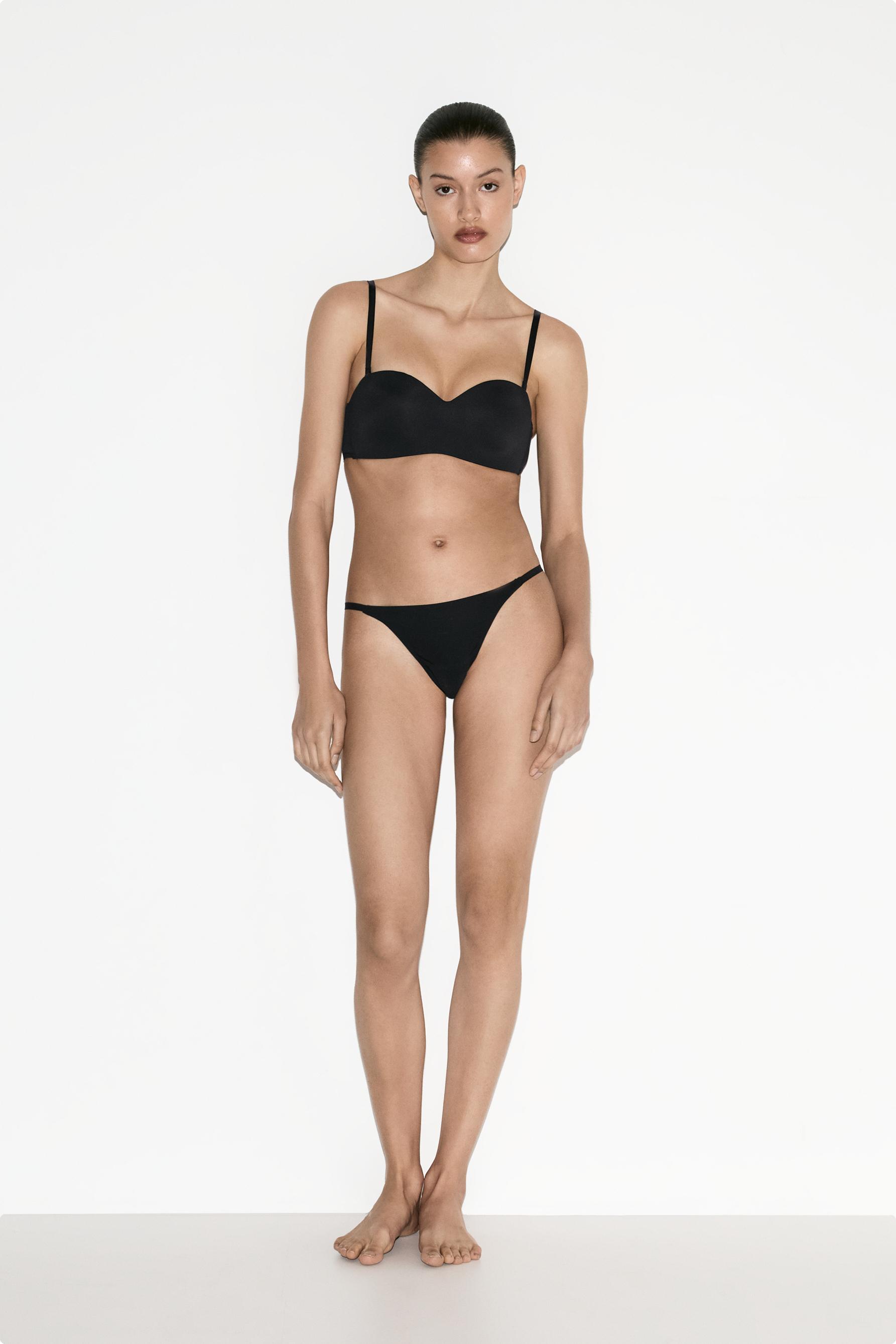 Pre-shaped bandeau bra — BLACK