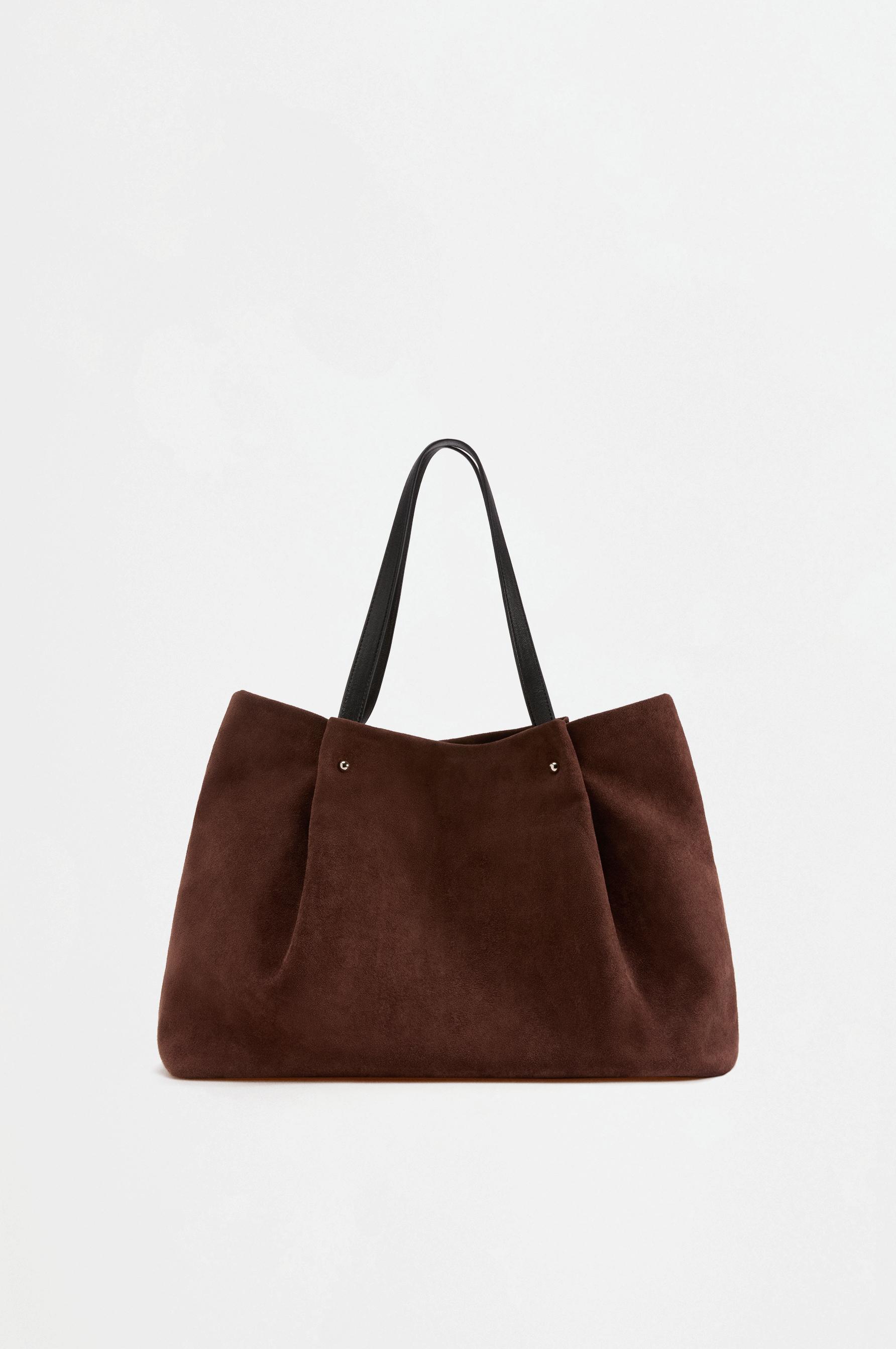 Faux suede tote bag — BROWN
