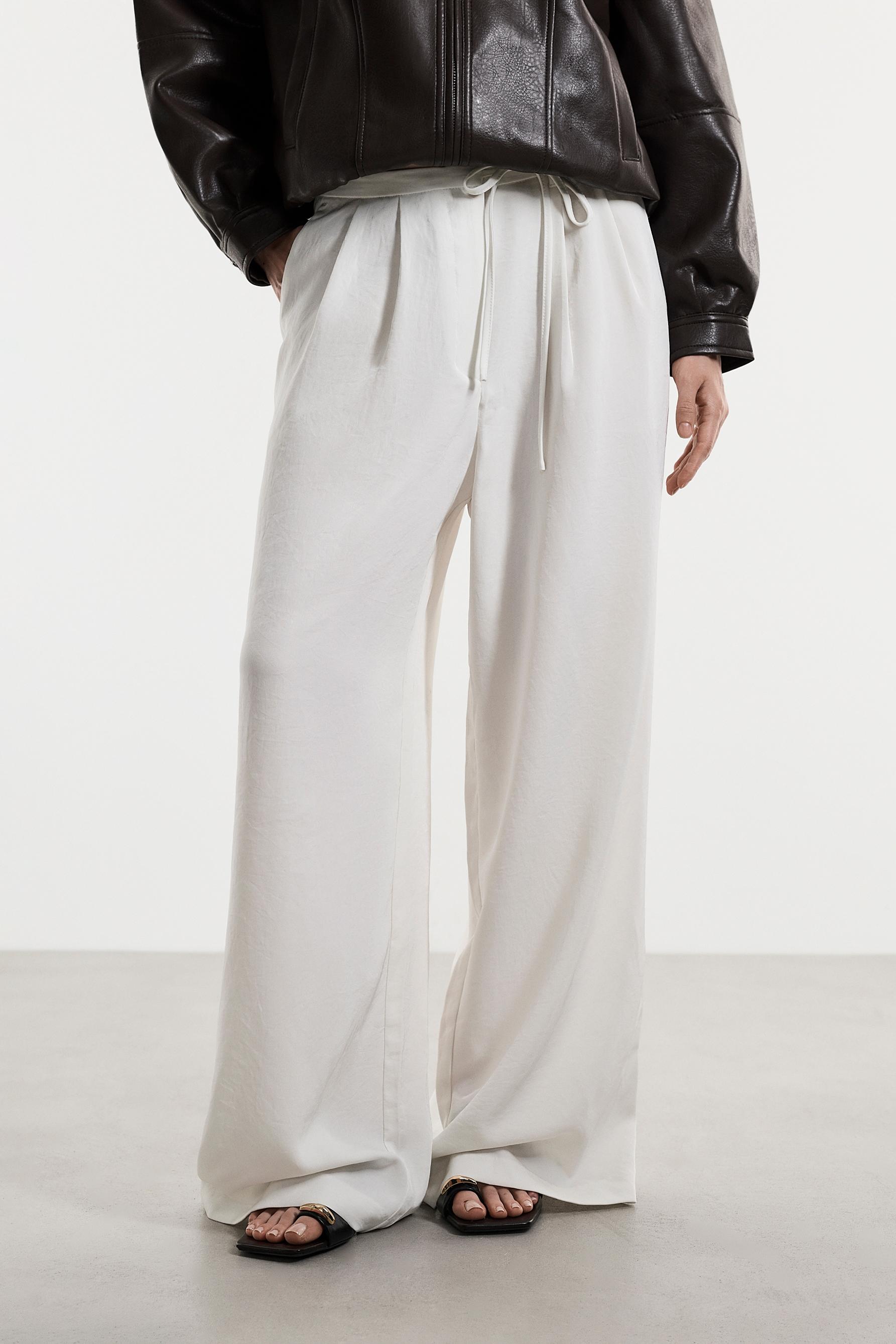 Satin wide-leg trousers — OFF WHITE