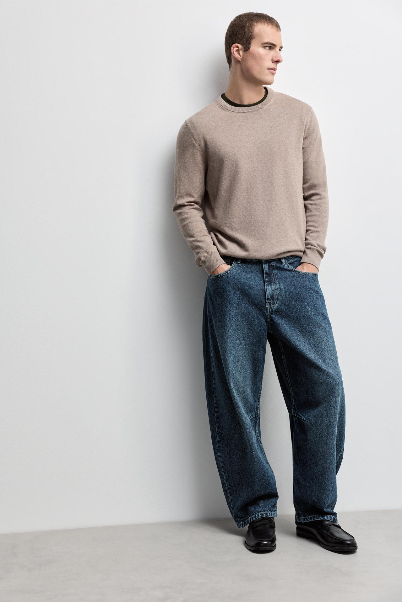 Belted barrel leg jeans — NAVY