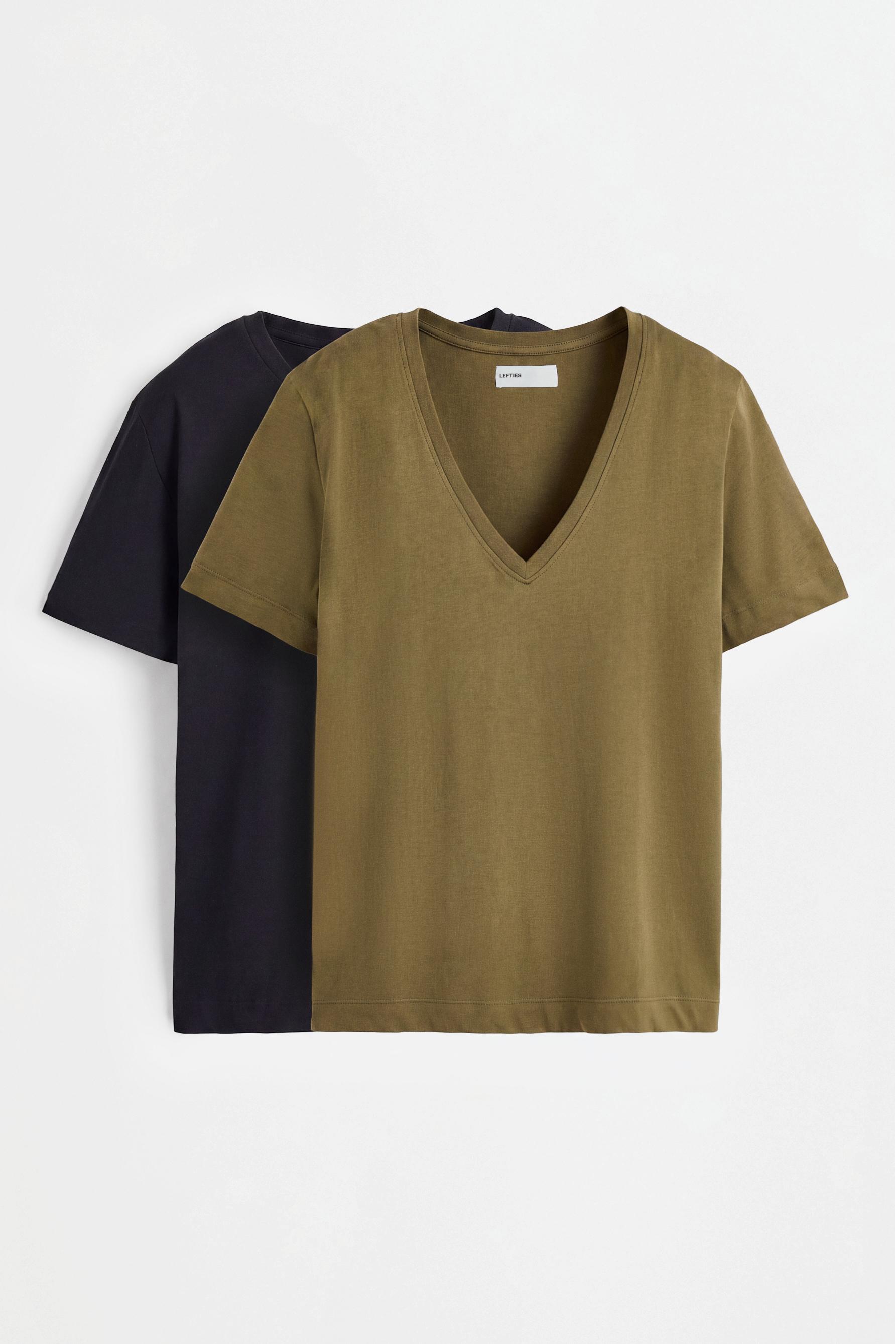 Basic V-neck T-shirt — GREENISH