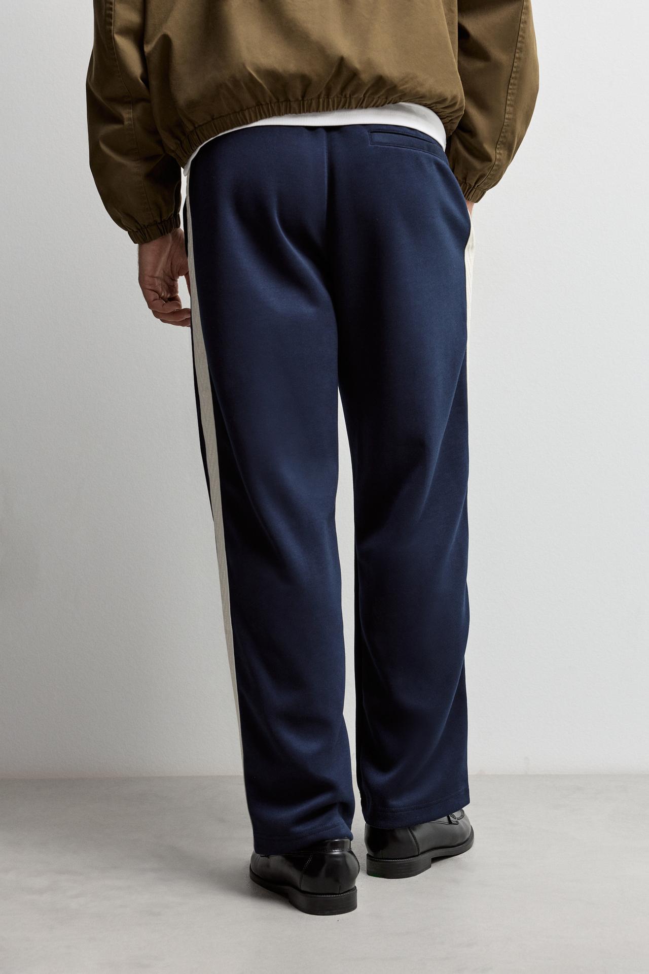 Interlock trousers with side stripes — NAVY BLUE