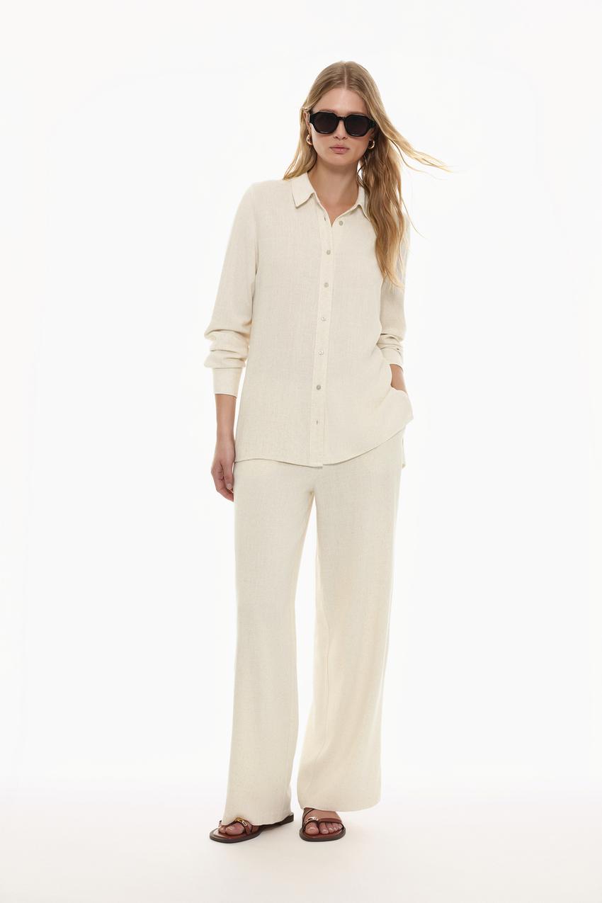 Pantalón rústico wide leg Pantalones ROPA Mujer Lefties ESPAÑA