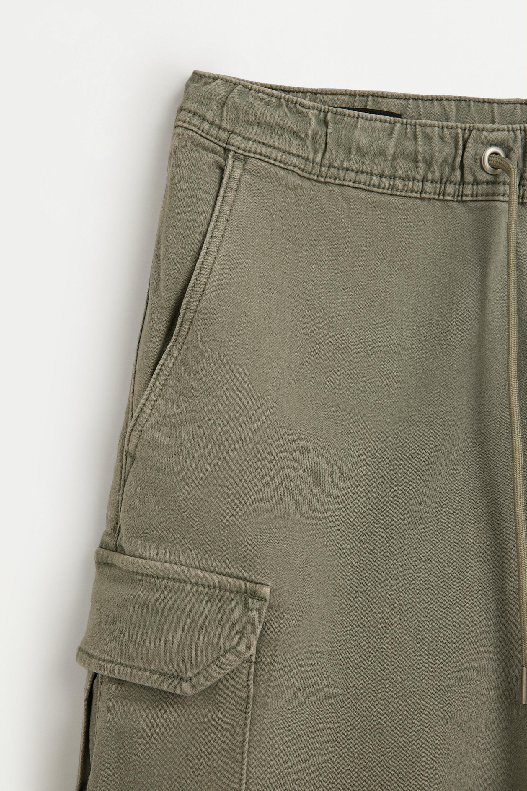 Denim cargo jogger Bermuda shorts — DARK GREEN