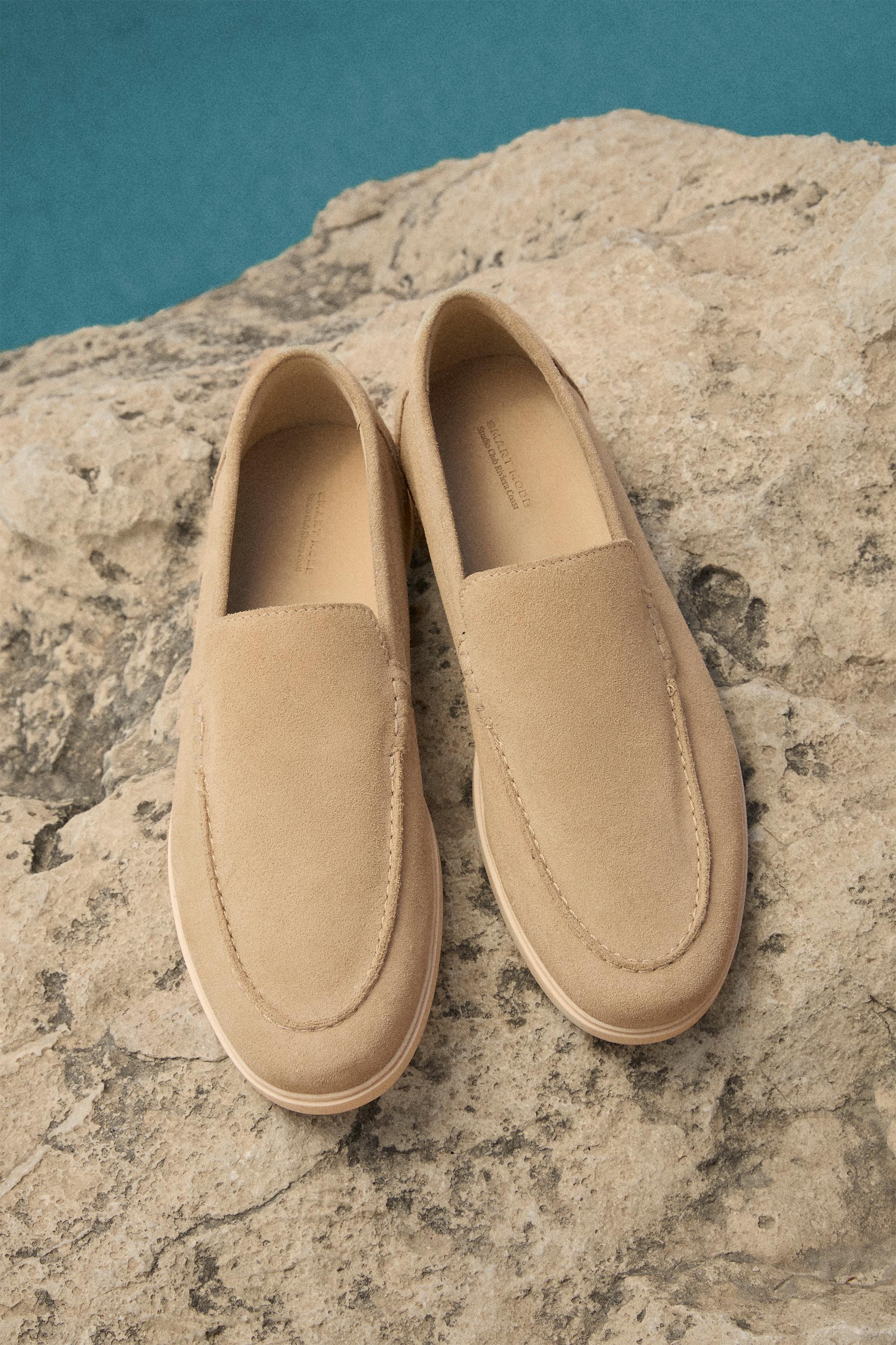 Casual leather loafers — BEIGE