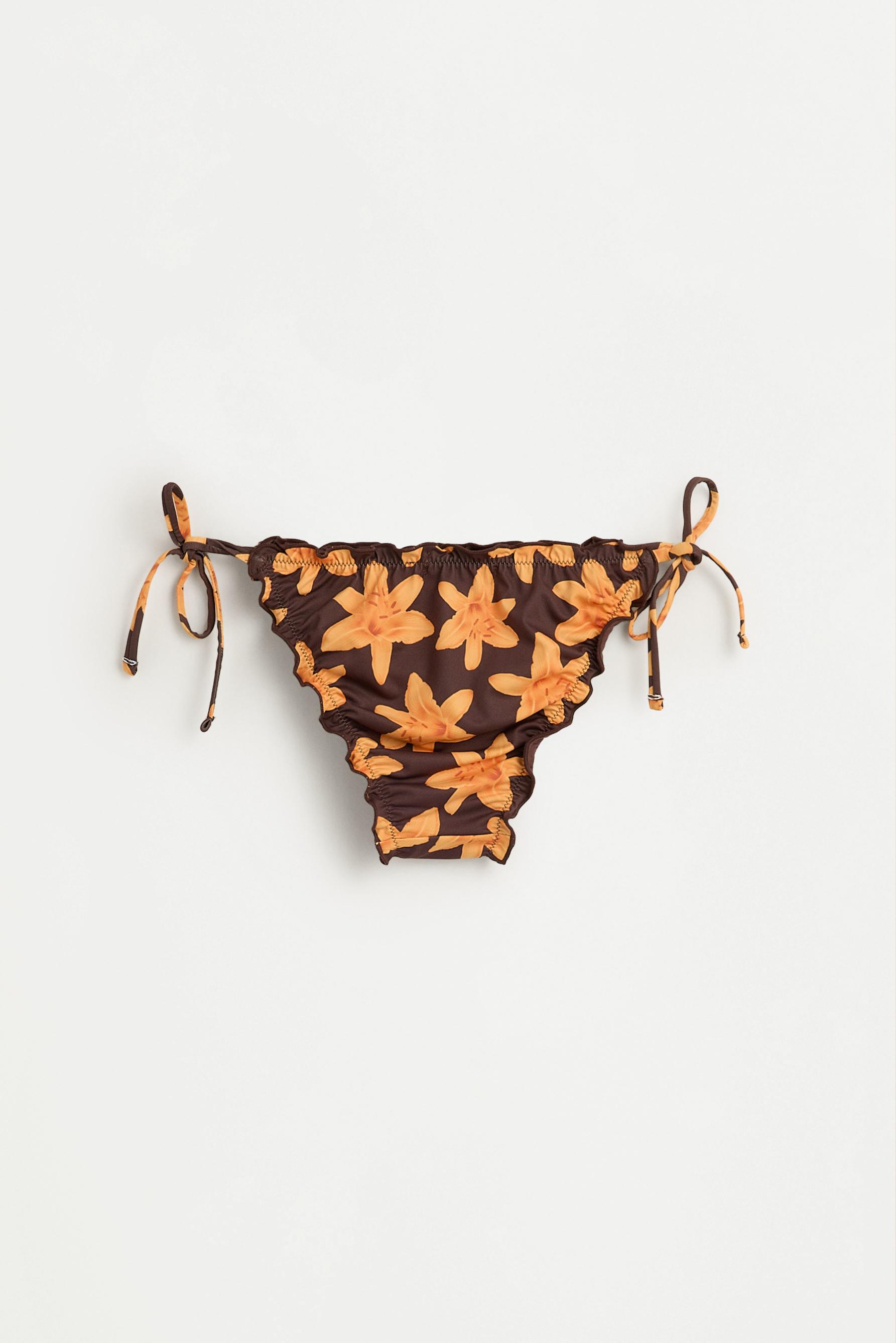 Floral print bikini bottom — BROWN