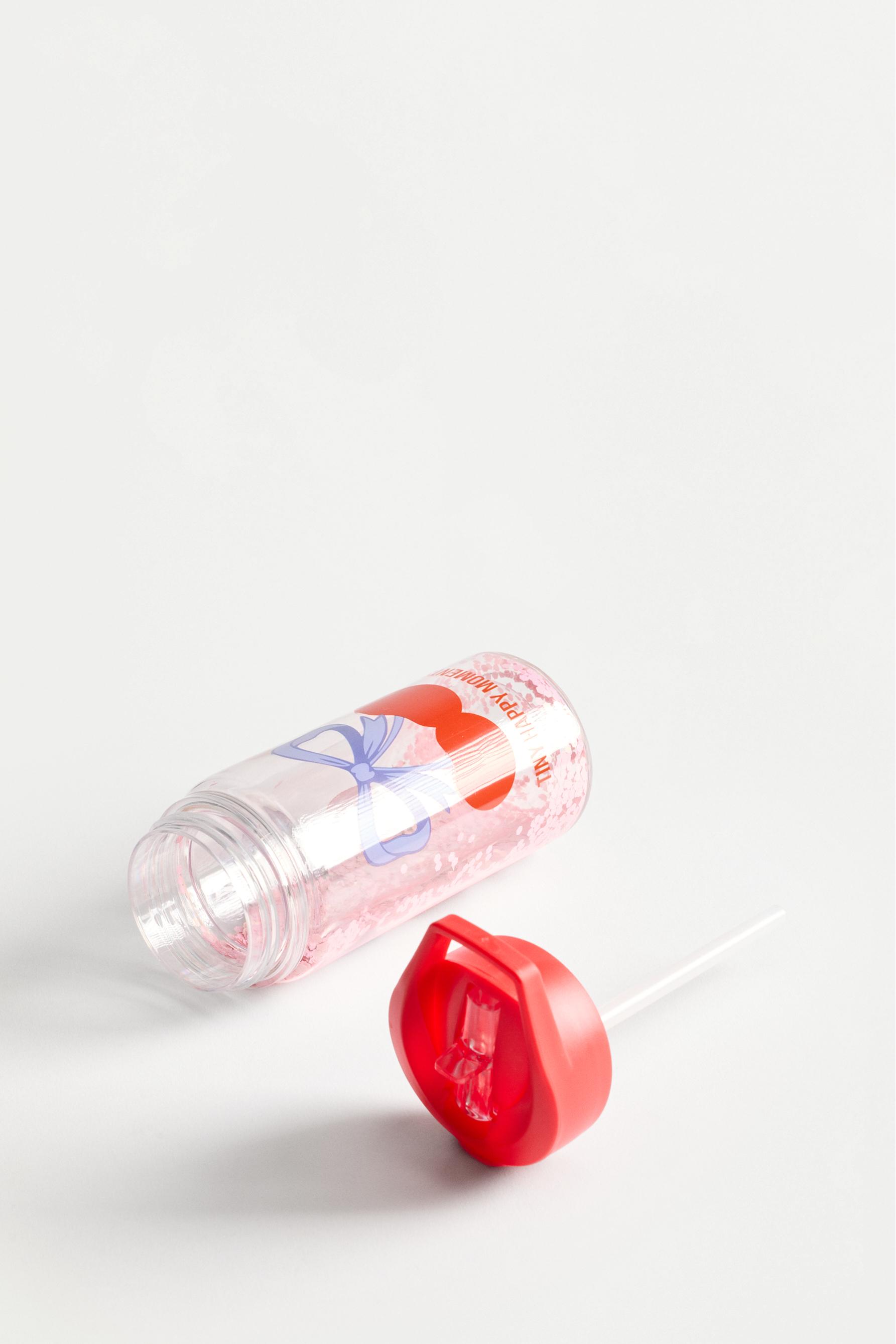250ml cherry print sequin bottle — RED
